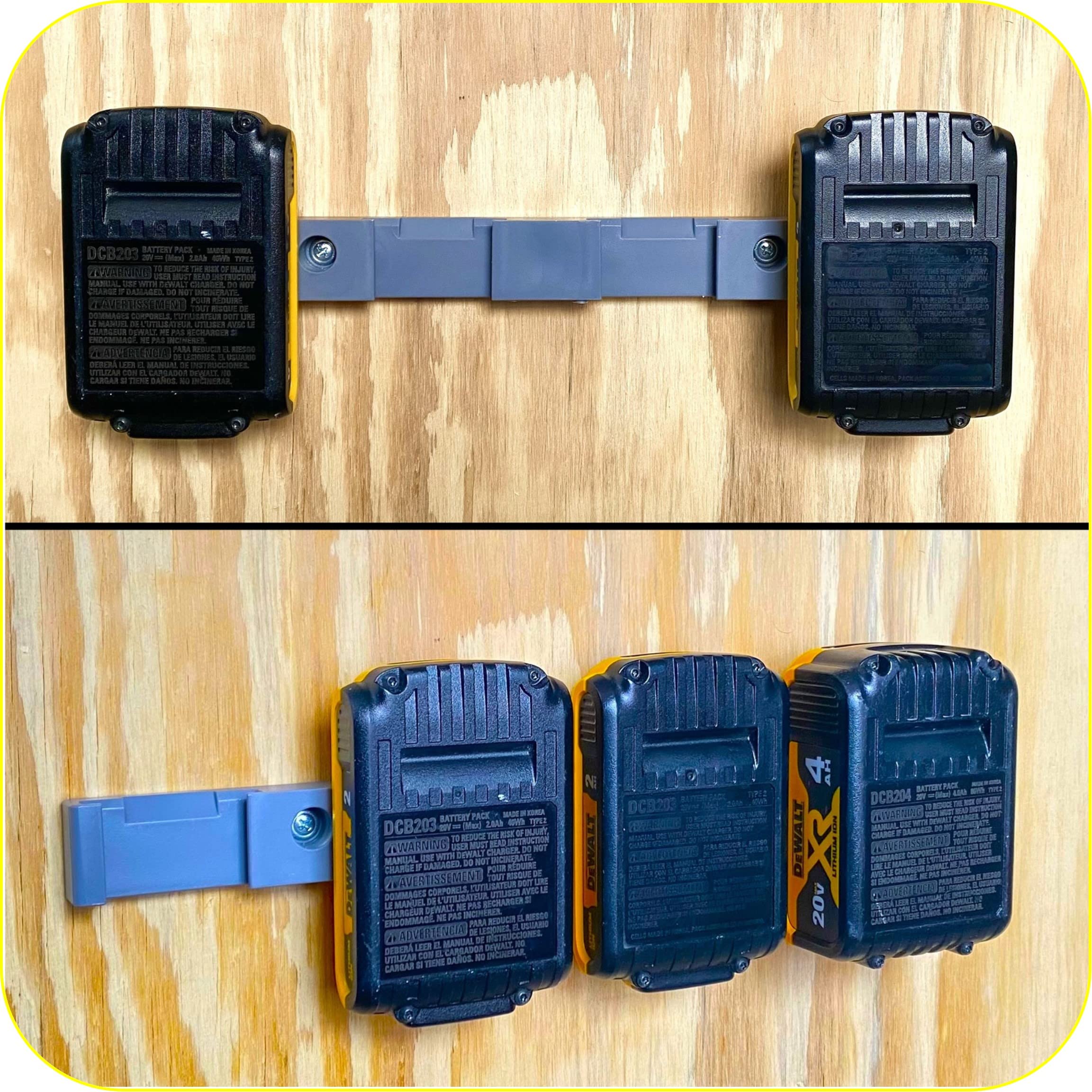 Dewalt 20V Battery Holder for 4 Batteries - Wall Mount Storage Organizer for Dewalt 20V Power Tool Batteries - Perfect for Garage, Workshop & Tool Storage Organization
