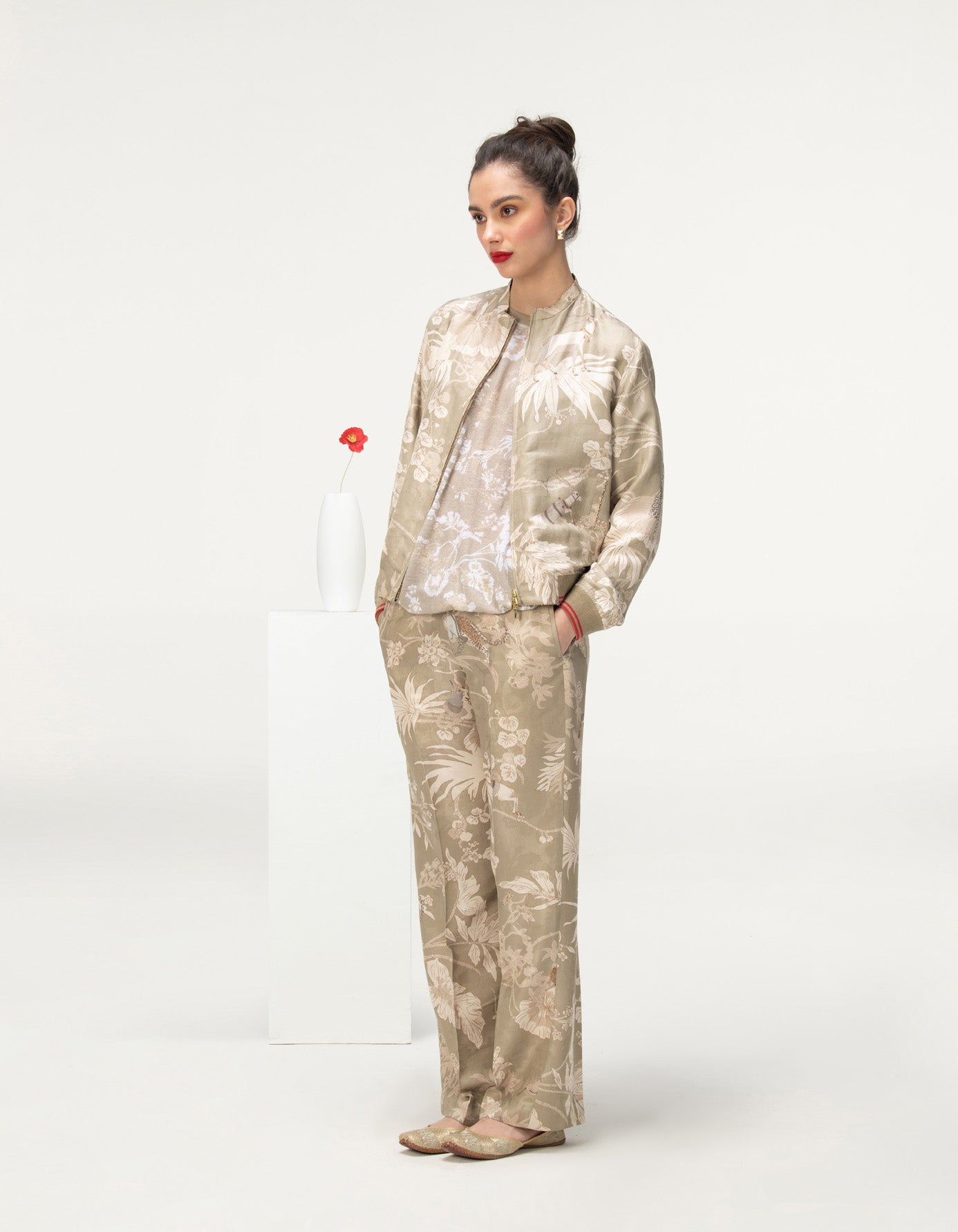 Janbaaz Bomber Jacket for Men - Premium Silk Damask Fabric in Oyster Grey - Stylish Lightweight Jacket for Casual Wear & Night Out