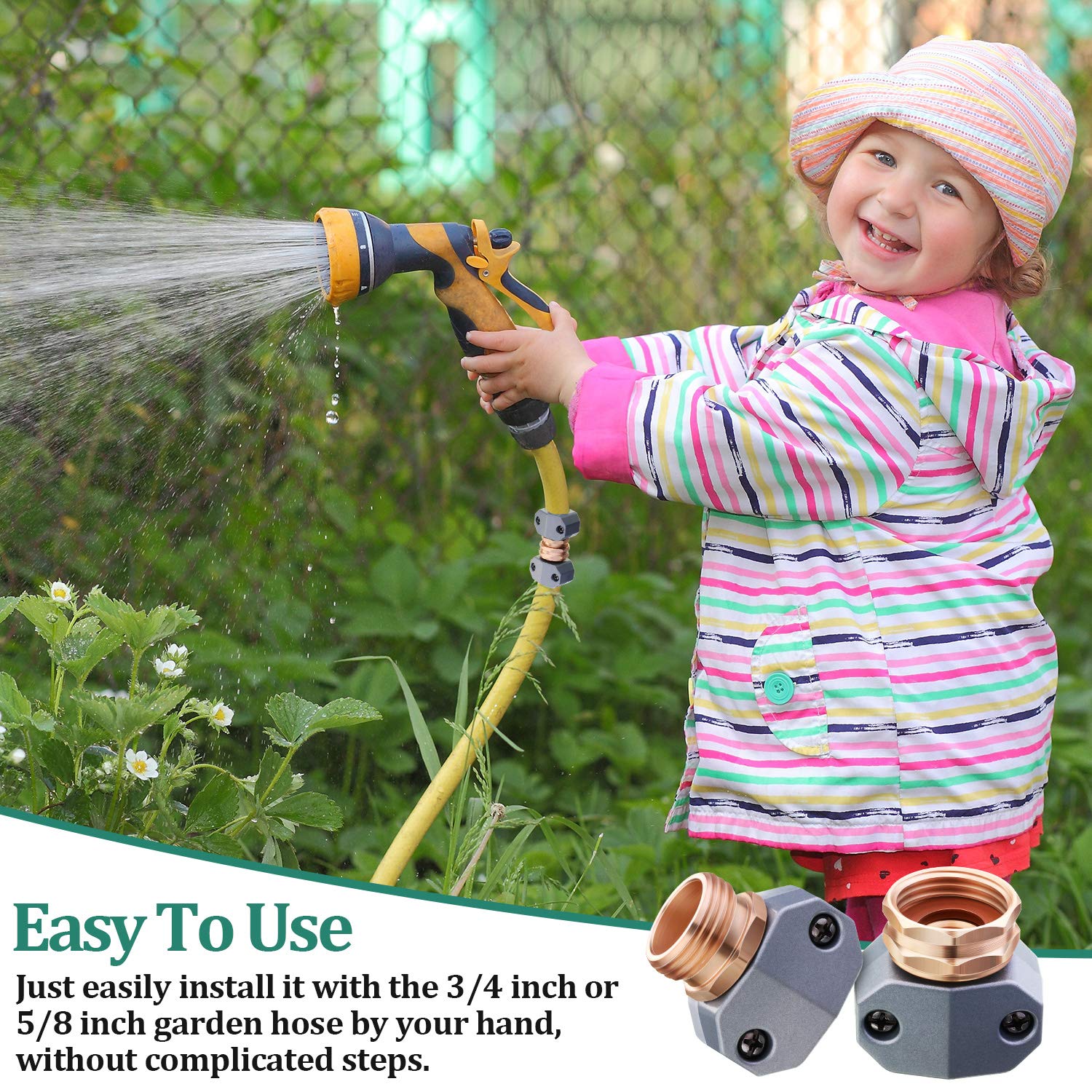 4-Piece Garden Hose Repair Kit - Heavy Duty 3/4
