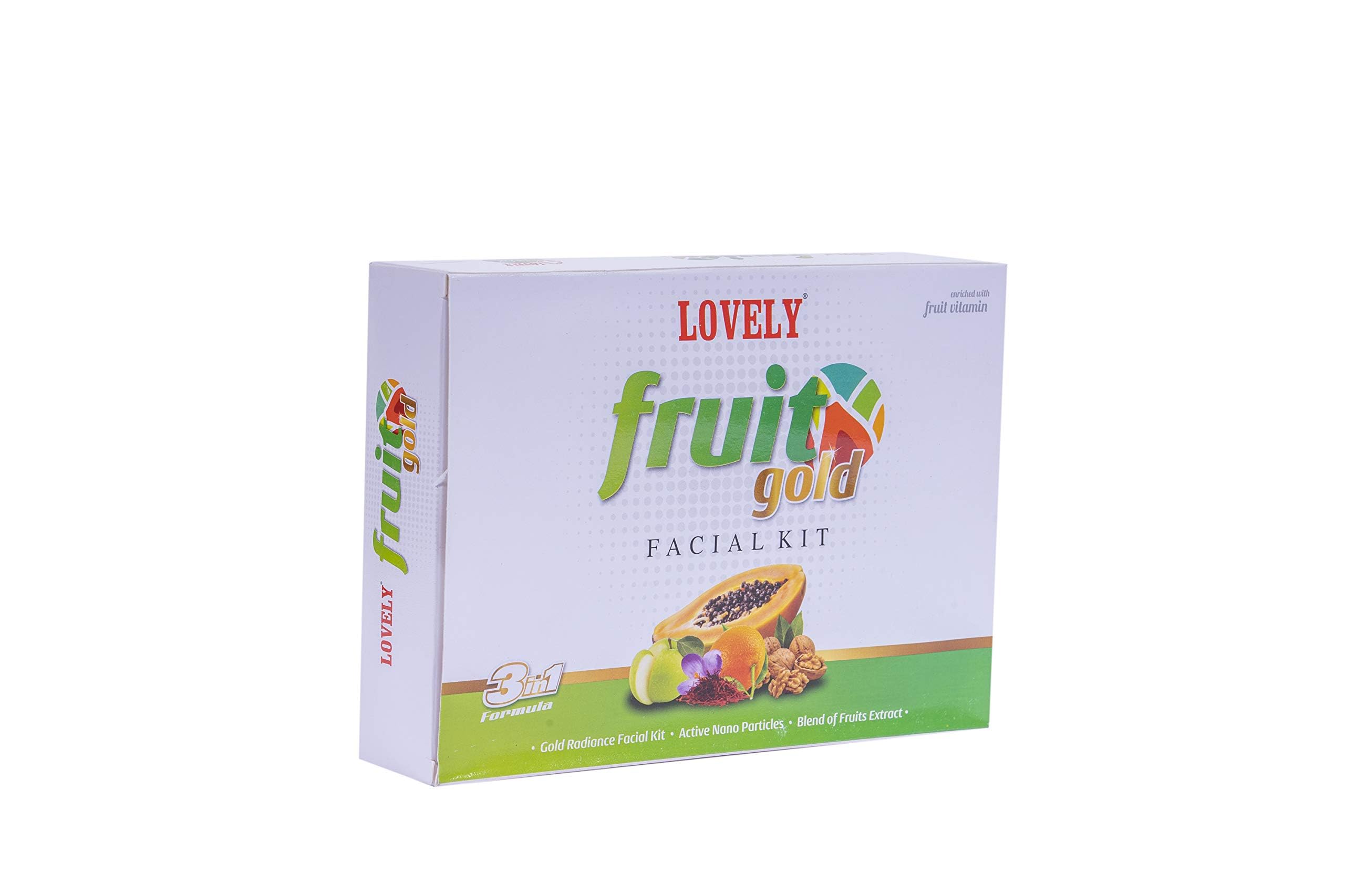 LOVELY Fruit & Gold Facial Kit with Fruit Vitamin & Extract - 100g | Hydrating & Brightening Skincare for Daily Glow | Perfect for Home Spa & Self-Care Routine