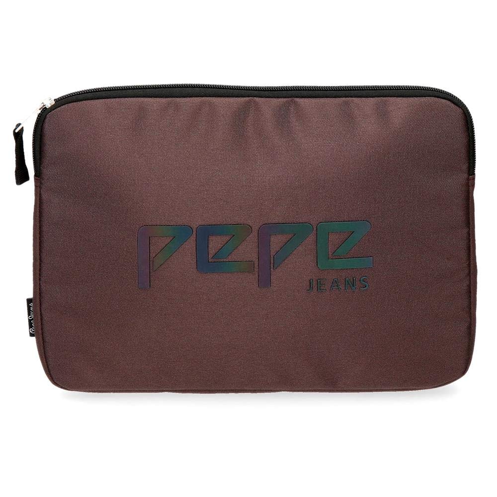 Pepe Jeans Premium Brown Leather Pencil Case - 30cm School & Office Organizer for Pens, Markers & Art Supplies | Durable Zipper Closure for Students & Professionals