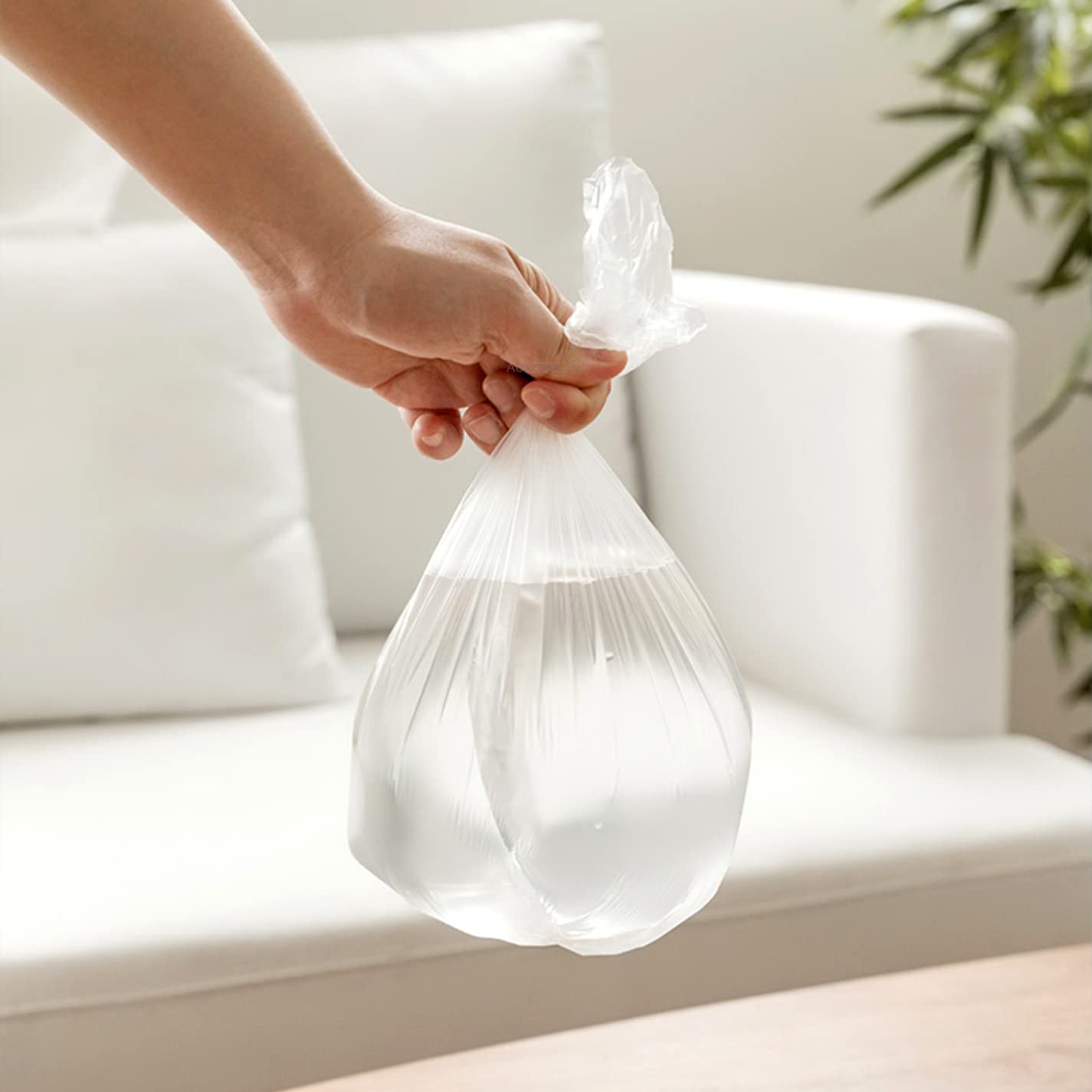 0.5 Gallon Mini Trash Bags - Small Garbage Bags 11.8 x 11.8 Inches - Fits 2 Liter Trash Can - 4 Rolls (200 Count) Clear Plastic - Perfect for Bathroom, Office, Bedroom, or Car Waste Disposal