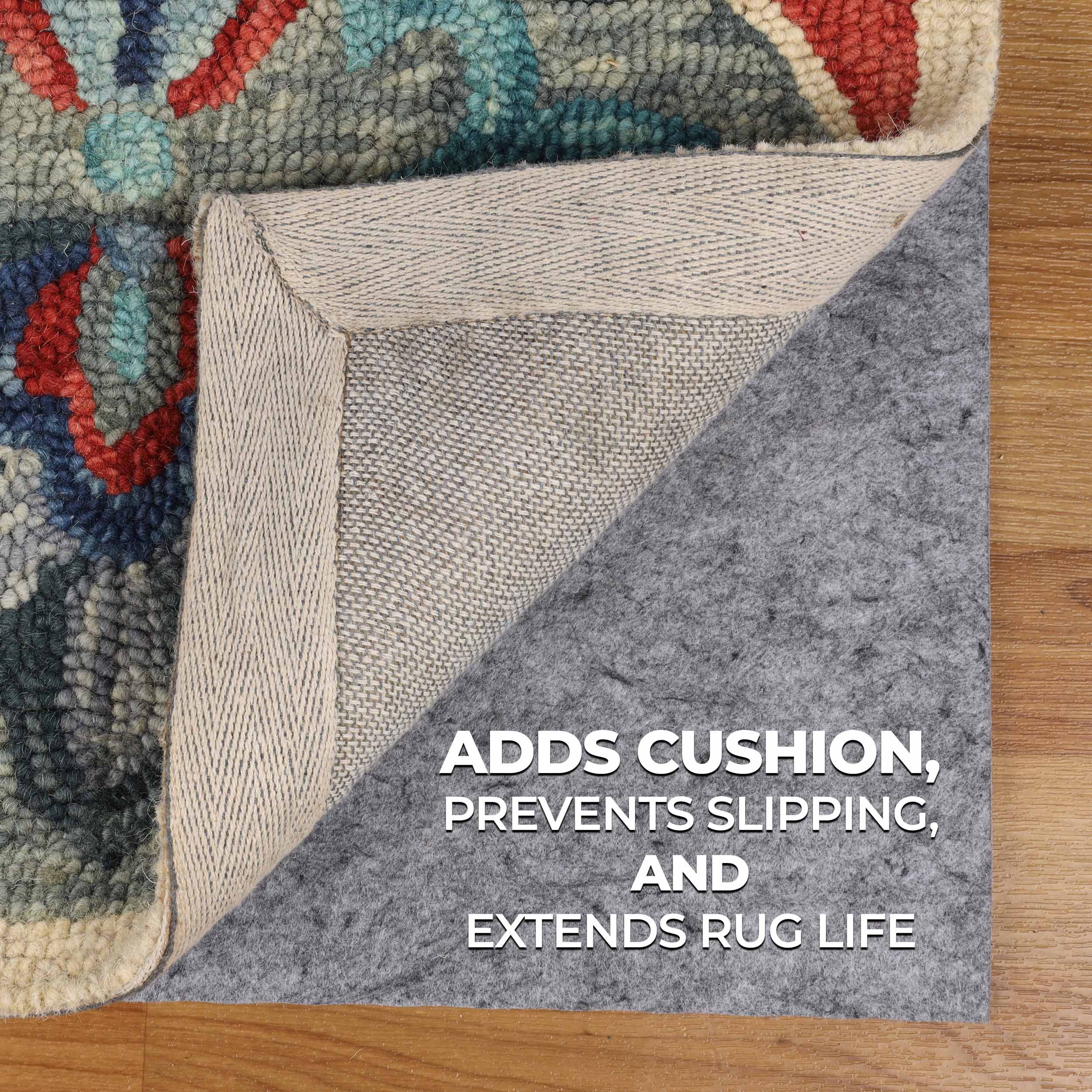 Non-Slip Polyester Felt & Rubber Rug Pad with Coating - Anti-Slip Carpet Underlay for Hardwood Floors, Tile & Laminate - Perfect for Living Room, Bedroom & Nursery Safety