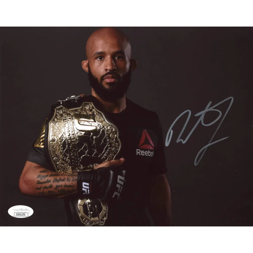 Demetrious Johnson Autographed 8x10 Photo - UFC Fighter Signed Memorabilia with JSA COA - Mighty Mouse Collectible for Fans, Sports Decor, and Gift Ideas