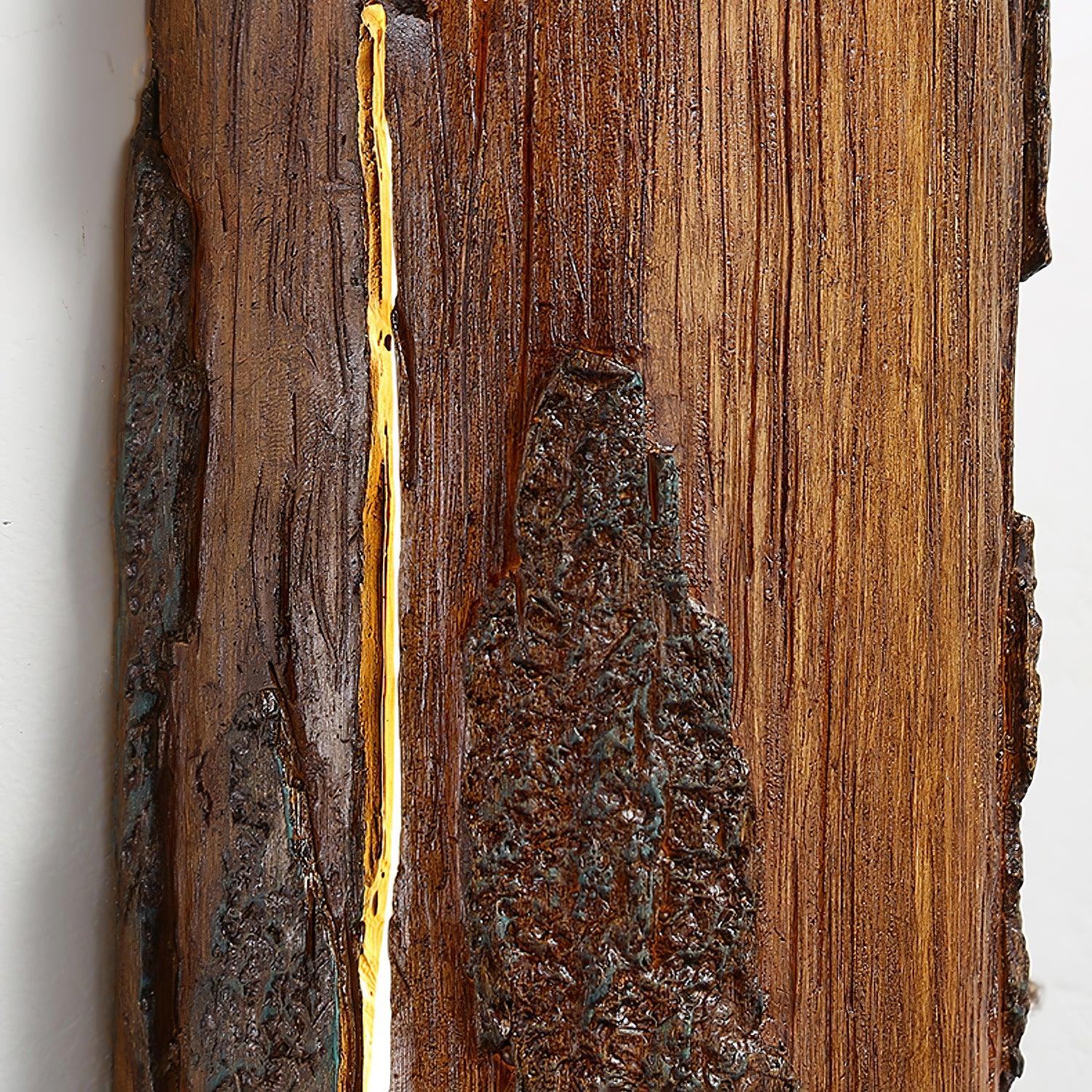 Broken Bark Wall Light - Rustic Wooden Sconce for Indoor & Outdoor Decor - Perfect for Living Room, Bedroom, Patio, and Garden Lighting