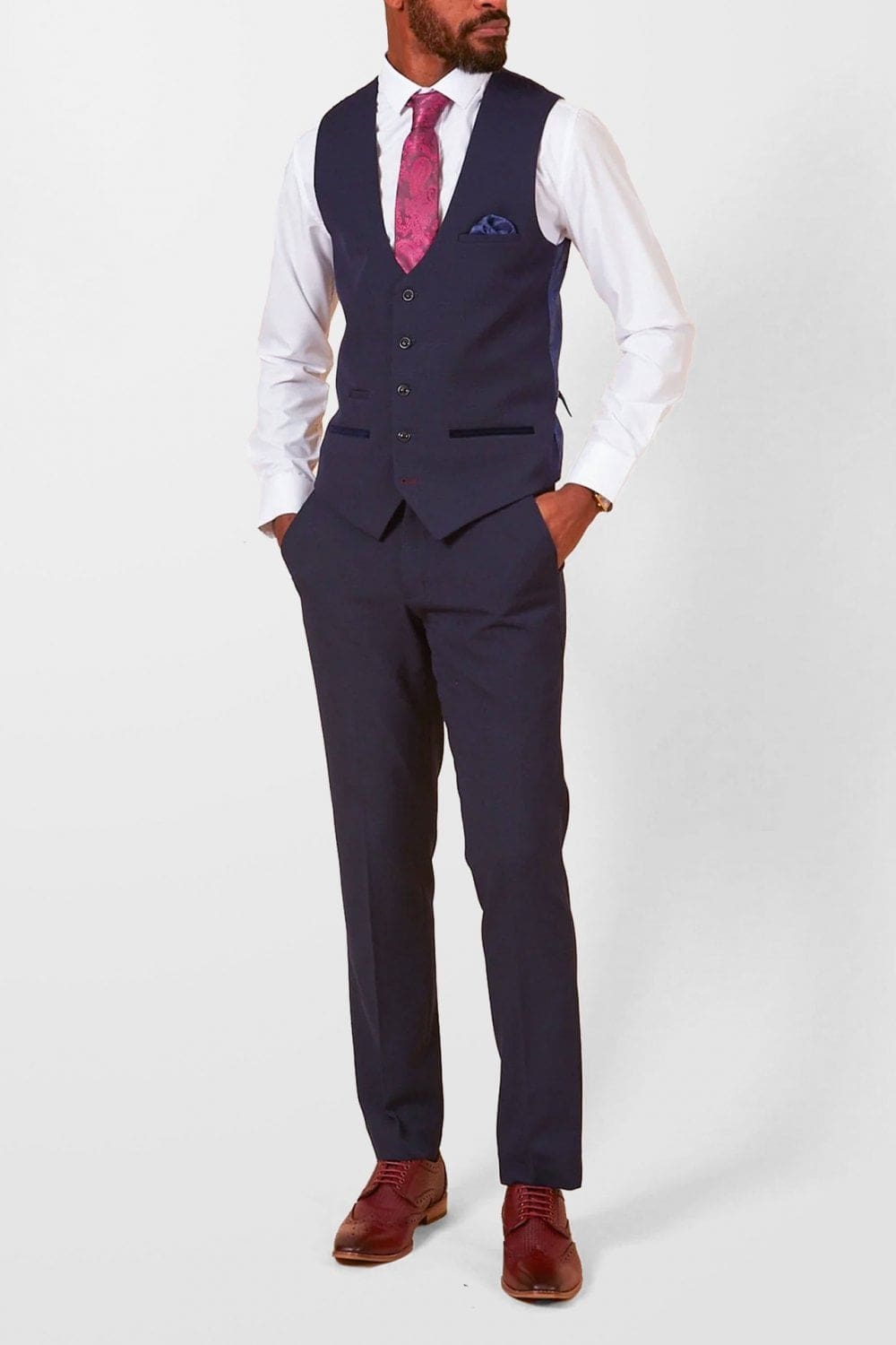 Marc Darcy Bromley Navy Blue Check 3 Piece Suit for Men | Premium Wool Business Suit | Formal Wedding & Office Attire
