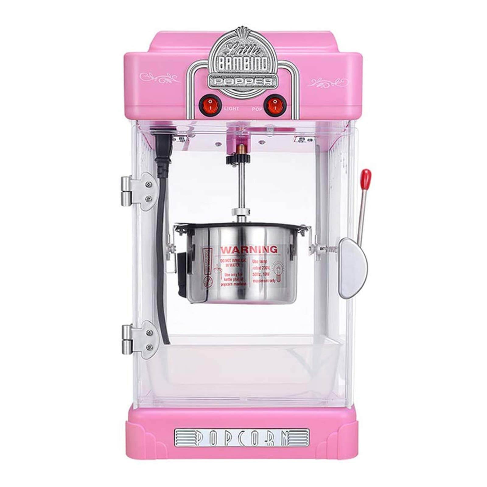 **MEETGG Retro Popcorn Maker Machine - Hot Air Corn Popper with Nonstick Pan, Movable Stirrer, Panoramic Window & Interior Light - 50s Vintage Design - Easy to Use for Home Theater, Parties & Snacks (Pink)**