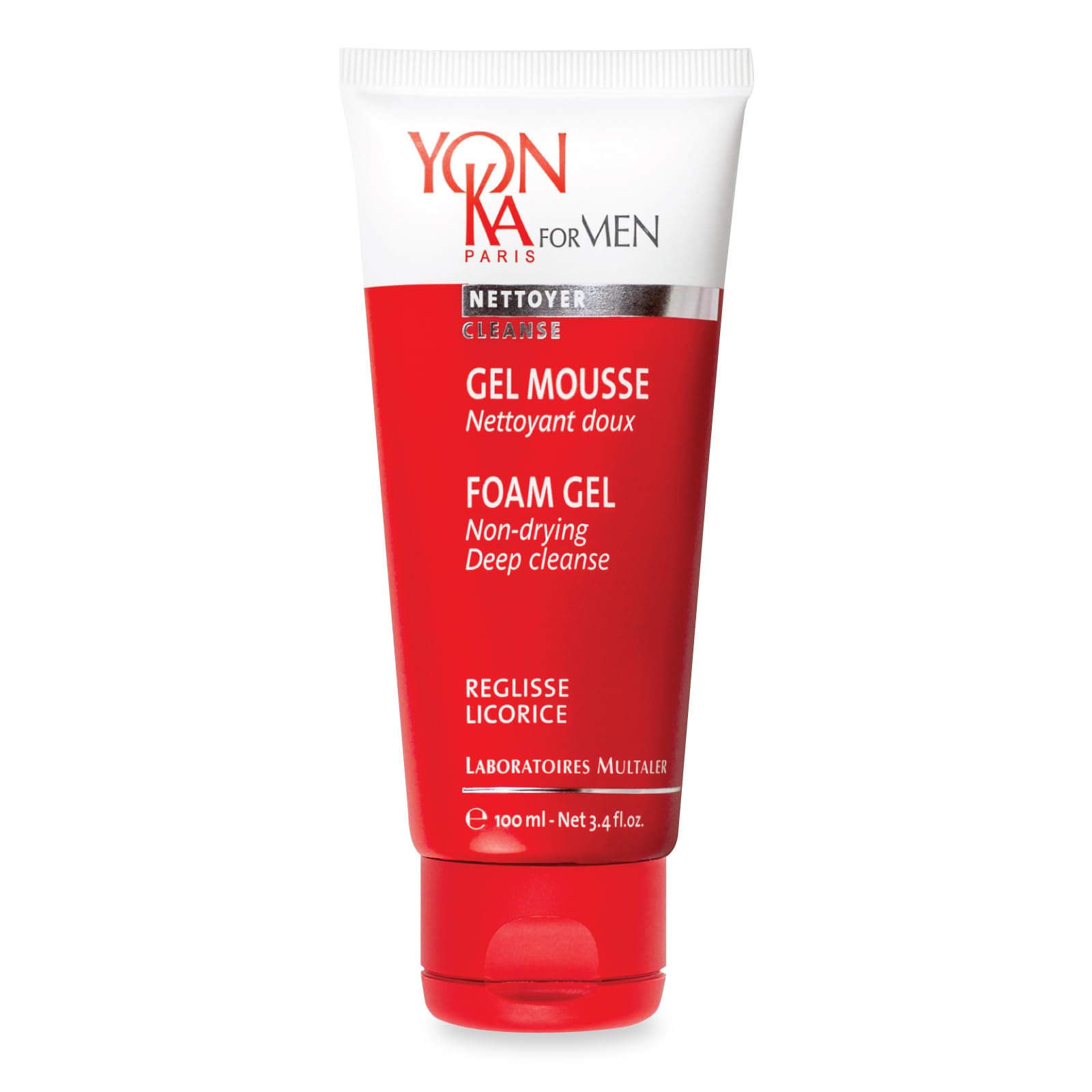 Yon-Ka Men's Foam Gel Cleanser (100ml) - Deep Cleansing Face Wash for Oily Skin, Removes Excess Oil & Buildup with Licorice Extract | Daily Hydrating Facial Cleanser for Men | Perfect for Morning & Night Skincare Routine