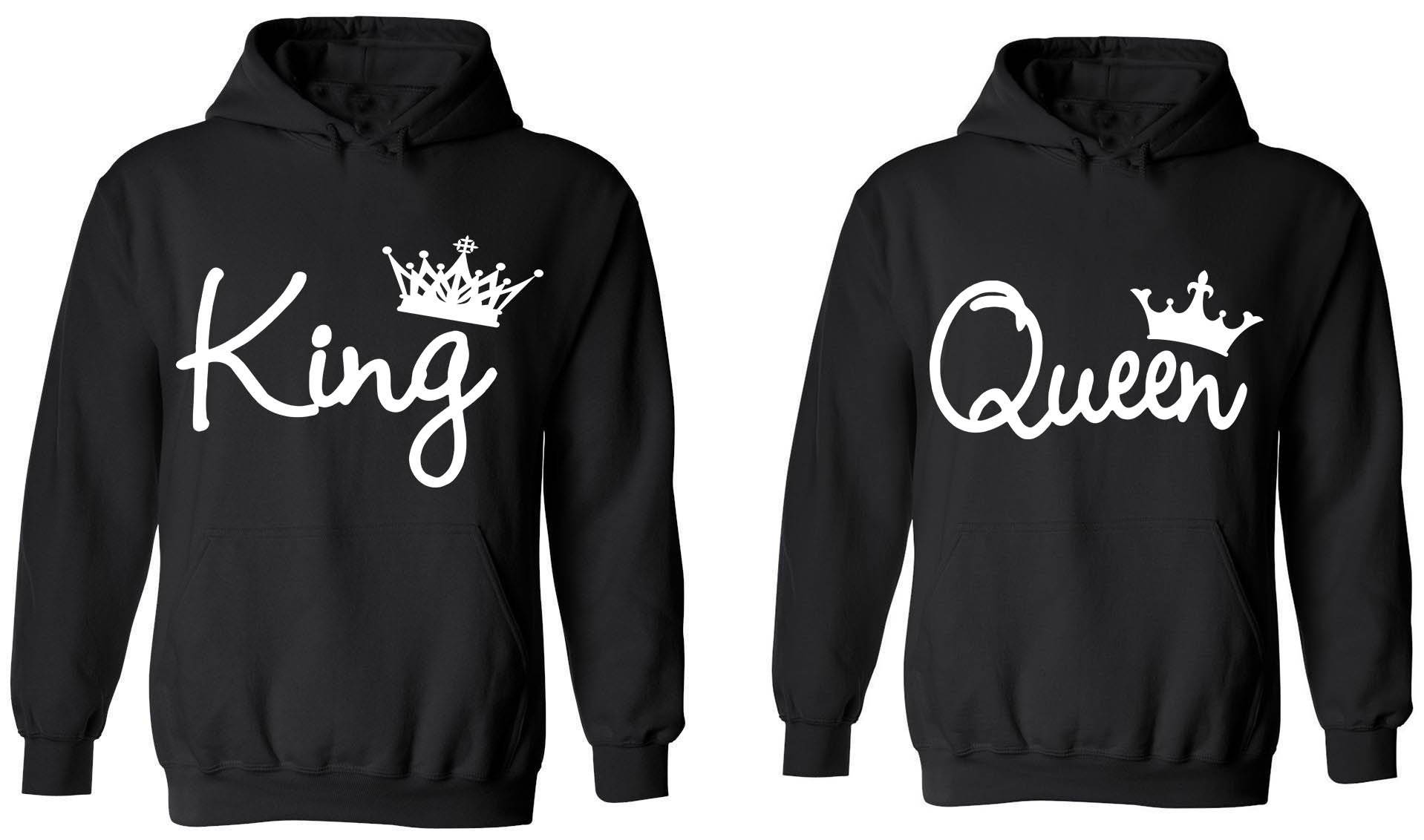 His & Her Matching Couple Hoodies - King & Queen Design - Soft Cotton Pullover Sweatshirts for Couples, Date Night, Anniversaries & Gifts