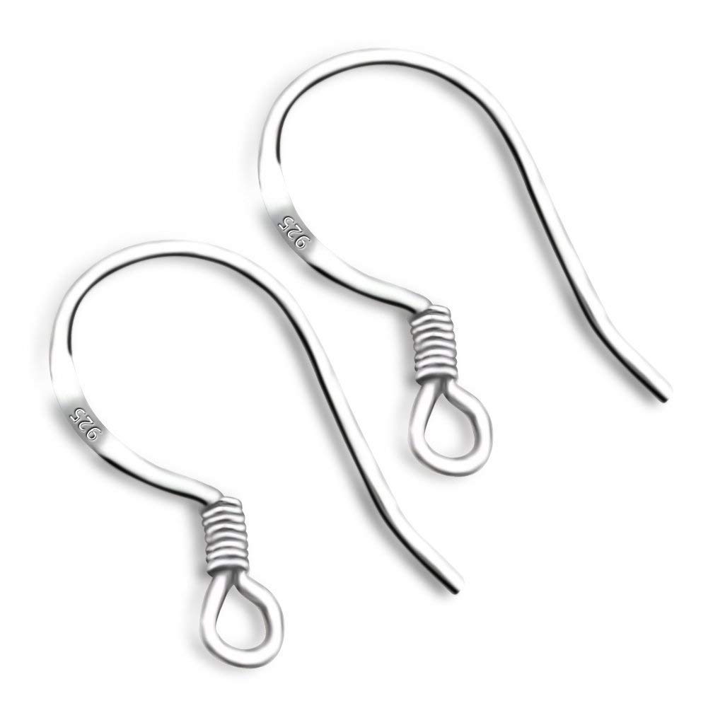 20 Sterling Silver Fish Hook Earrings with Coil - Hypoallergenic Pierced Ear Jewelry for Women - Perfect for Daily Wear, Parties & Gifts