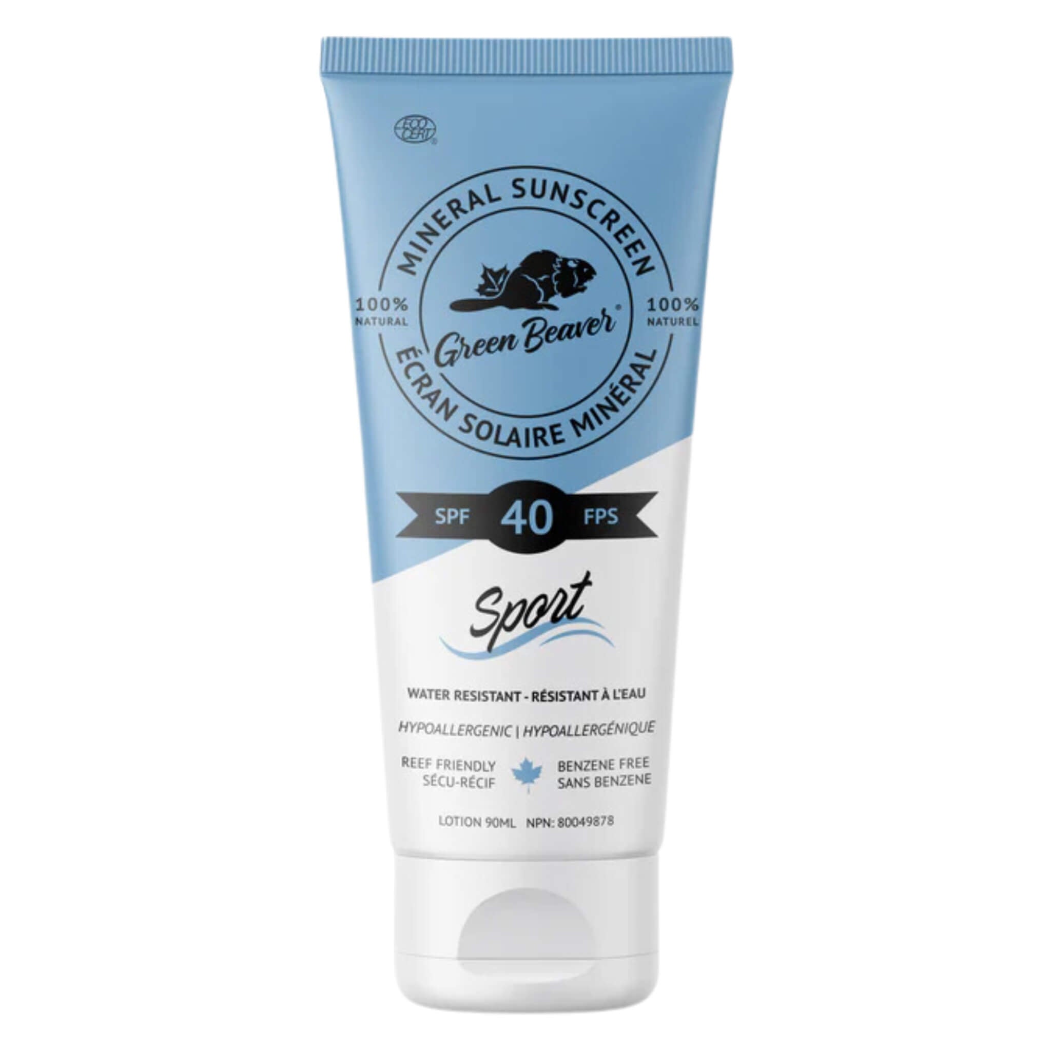 Natural Mineral Sunscreen SPF 40 - Broad Spectrum Water Resistant Sunblock for Sports & Outdoor Activities | Reef Safe, Non-Greasy Formula for Running, Swimming & Hiking