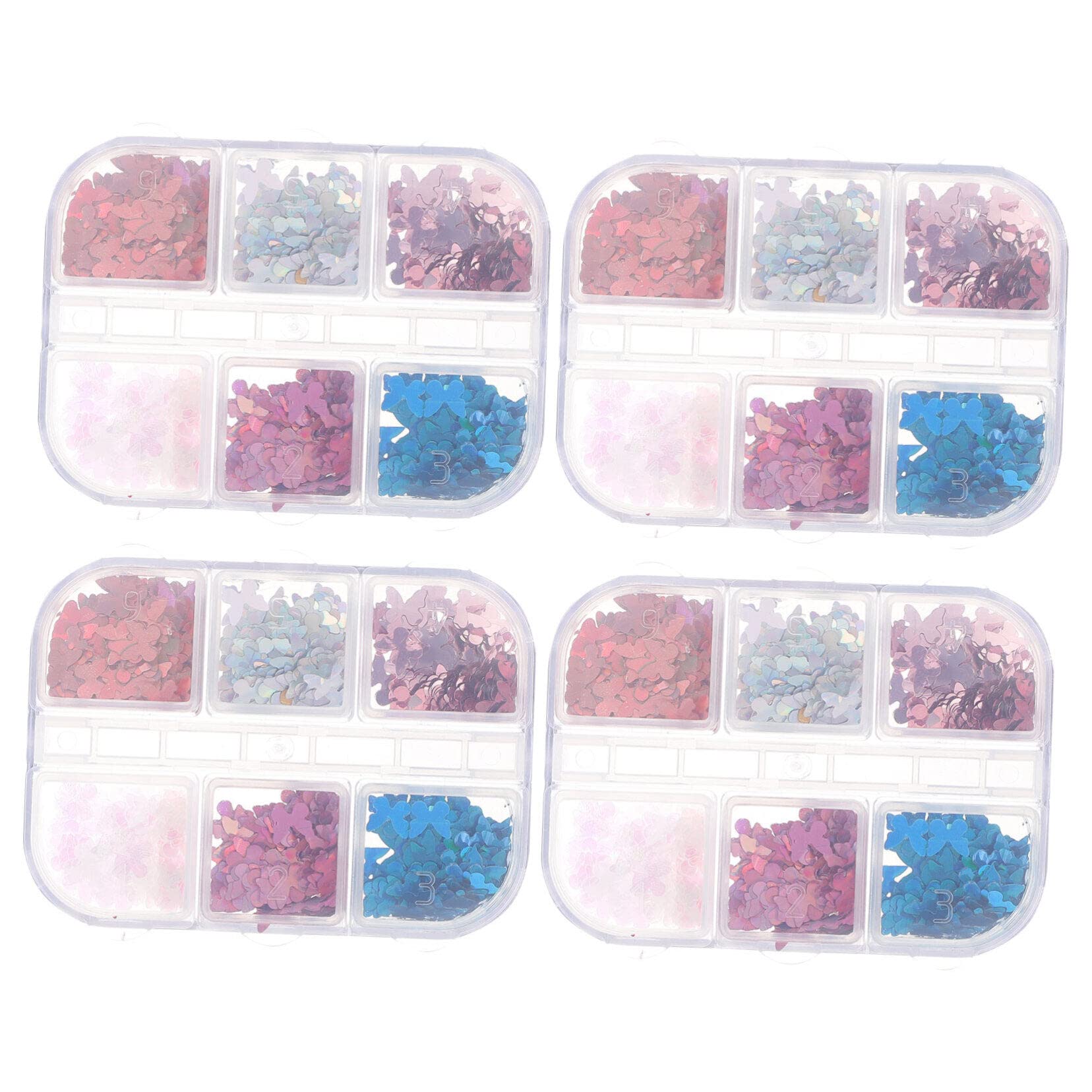 Minkissy Nail Art Kit - 4 Boxes of Butterfly Sequins, Rhinestones, Glitter & Flatback Charms for Gradient & Glitter Nails | Perfect for DIY Manicures, Nail Salons & Special Occasions