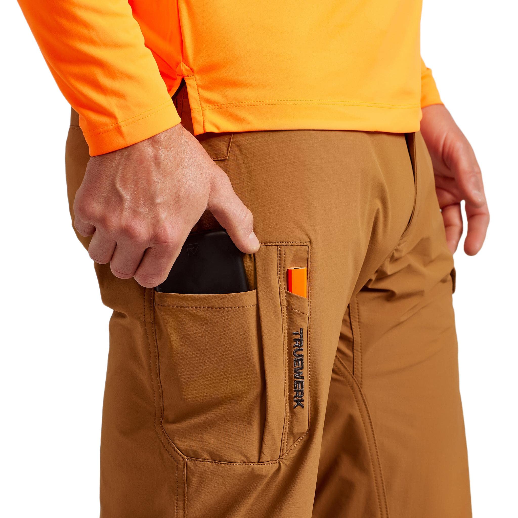 TRUEWERK Men's Work Pants - T1 WerkPants Relaxed Fit, Lightweight & Moisture Wicking Tactical Cargo Pants with 4-Way Stretch for Construction, Hiking & Outdoor Activities