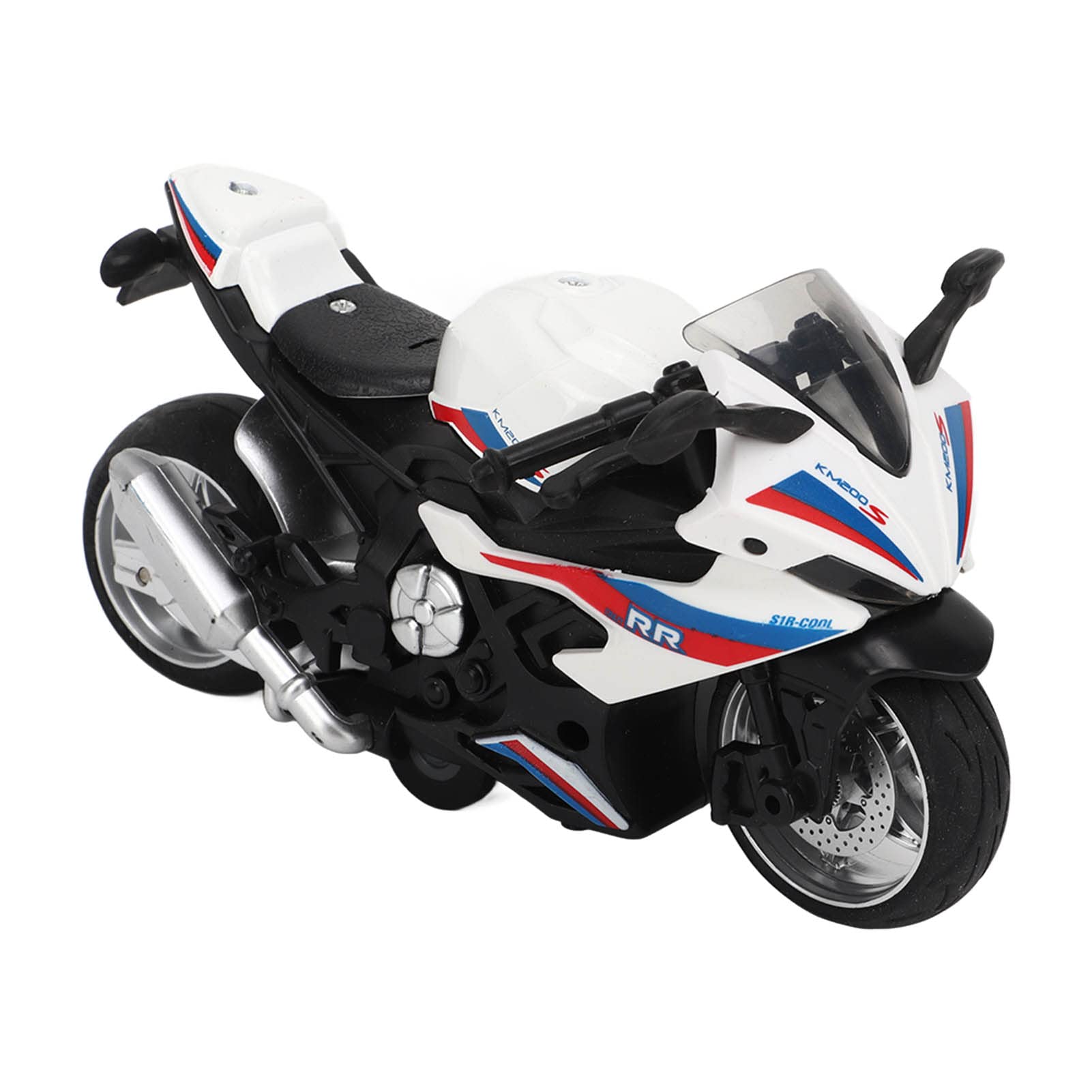 Jaerb Alloy Motorcycle Toy - Pull Back & Light Up for Display (White) - Perfect for Collectors & Decor