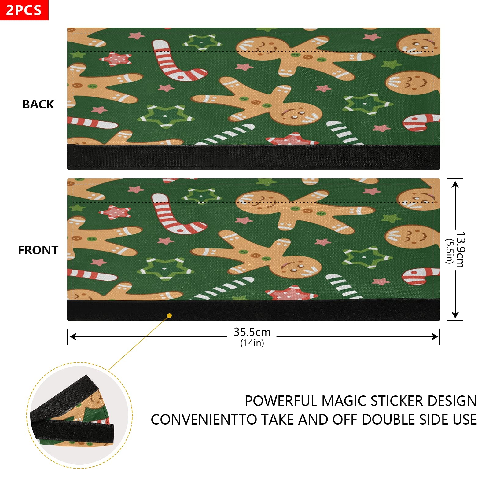 Boccsty Christmas Gingerbread Men Refrigerator Handle Covers - 2 Pack Holiday Kitchen Decor for Fridge, Oven, Dishwasher & Microwave - Festive Winter Protection & Decoration for Home Appliances