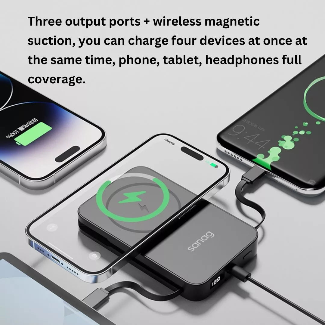 Sanag K69 Magnetic Wireless Fast Charging 10000mAh Portable Power Bank for iPhone 15/14/13/12, Samsung Galaxy - Perfect for Travel, Outdoor Adventures & Daily Commute