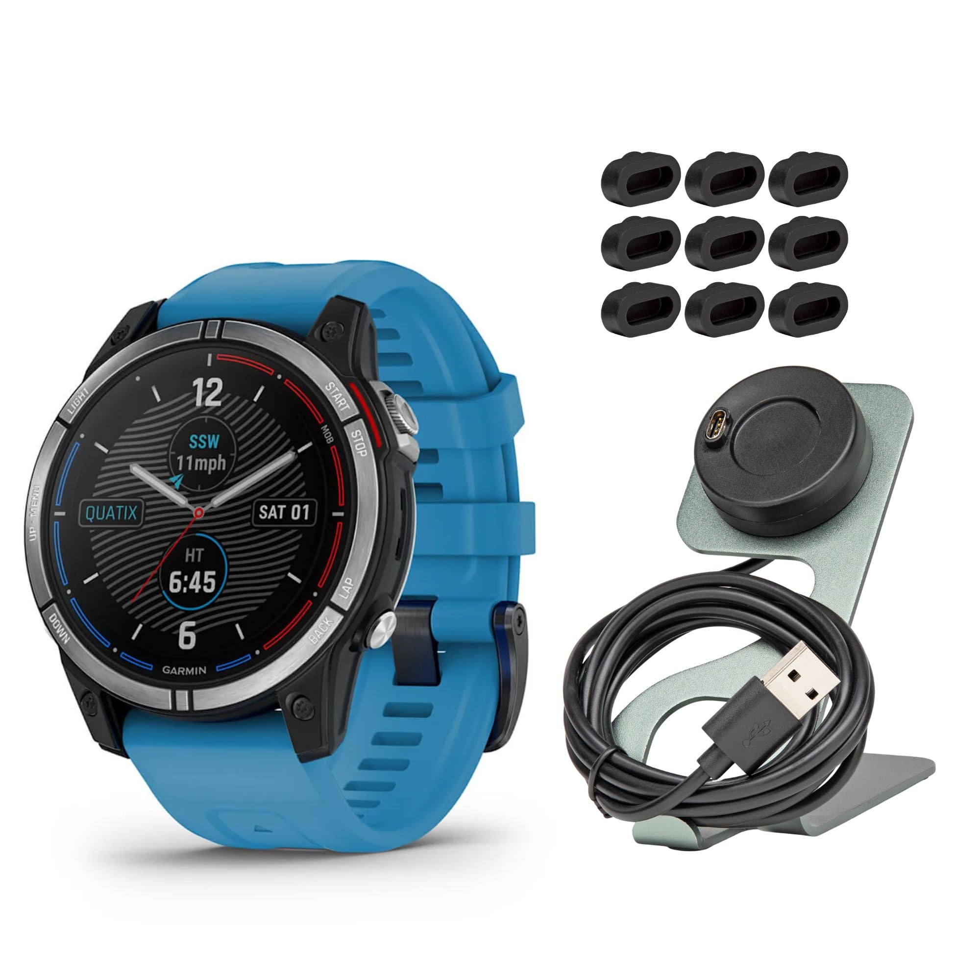 Garmin quatix 7 Standard Edition Marine GPS Smartwatch Bundle with Portable Charger Stand & Camera - Waterproof Multisport Watch for Boating, Fishing & Outdoor Adventures (9-Pack Accessories Included)