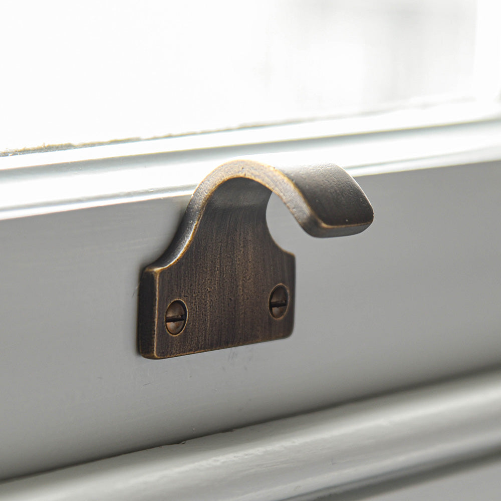 Vintage Distressed Antique Brass Sash Window Lift - Classic Hardware for Restoring Historic Windows | Perfect for Home Renovation & Victorian Style Decor