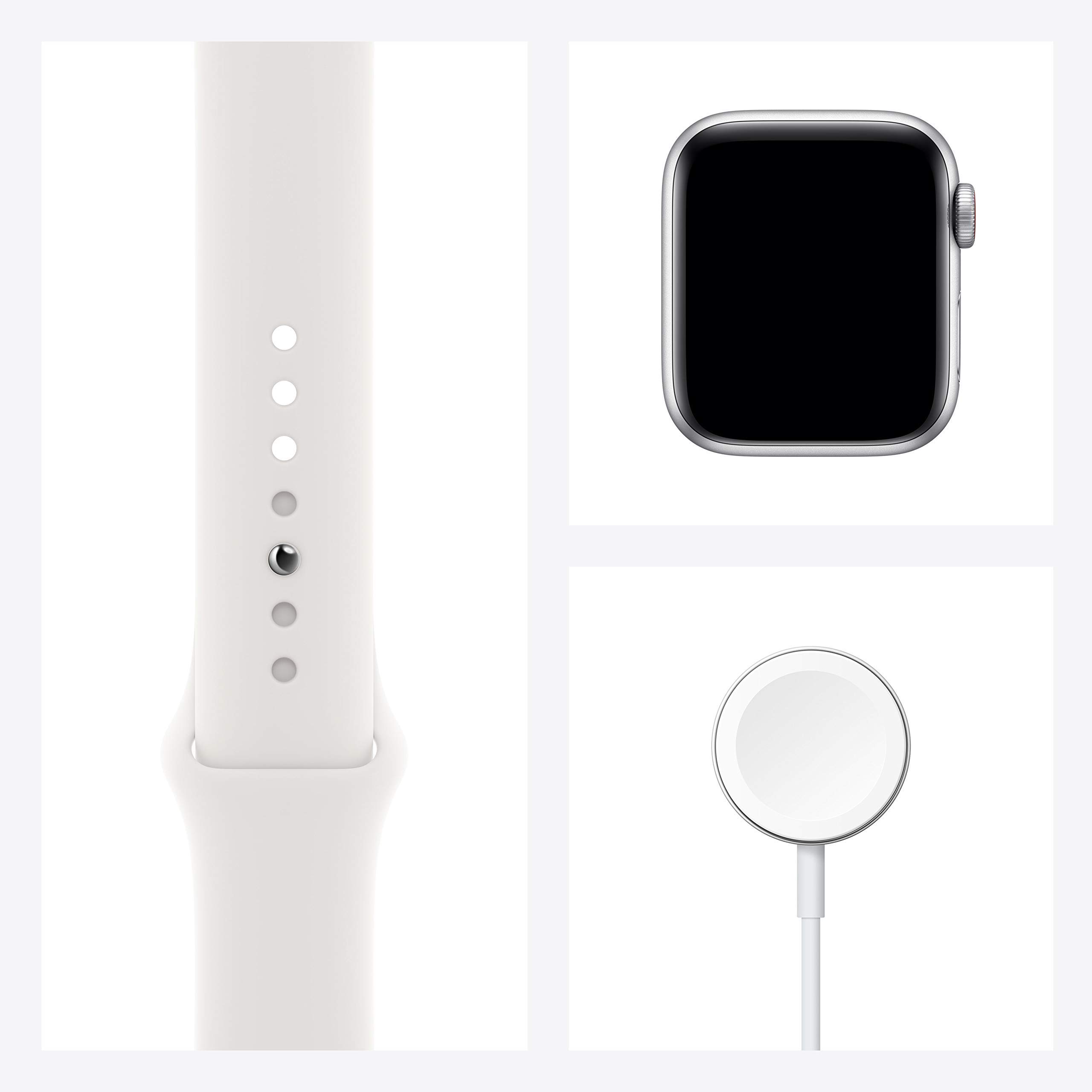 Apple Watch SE 2020 (GPS + Cellular, 40mm) - Silver Aluminum Case with White Sport Band - Renewed Premium Smartwatch for Fitness Tracking, Notifications & Calls | Perfect for Workouts, Running & Daily Use