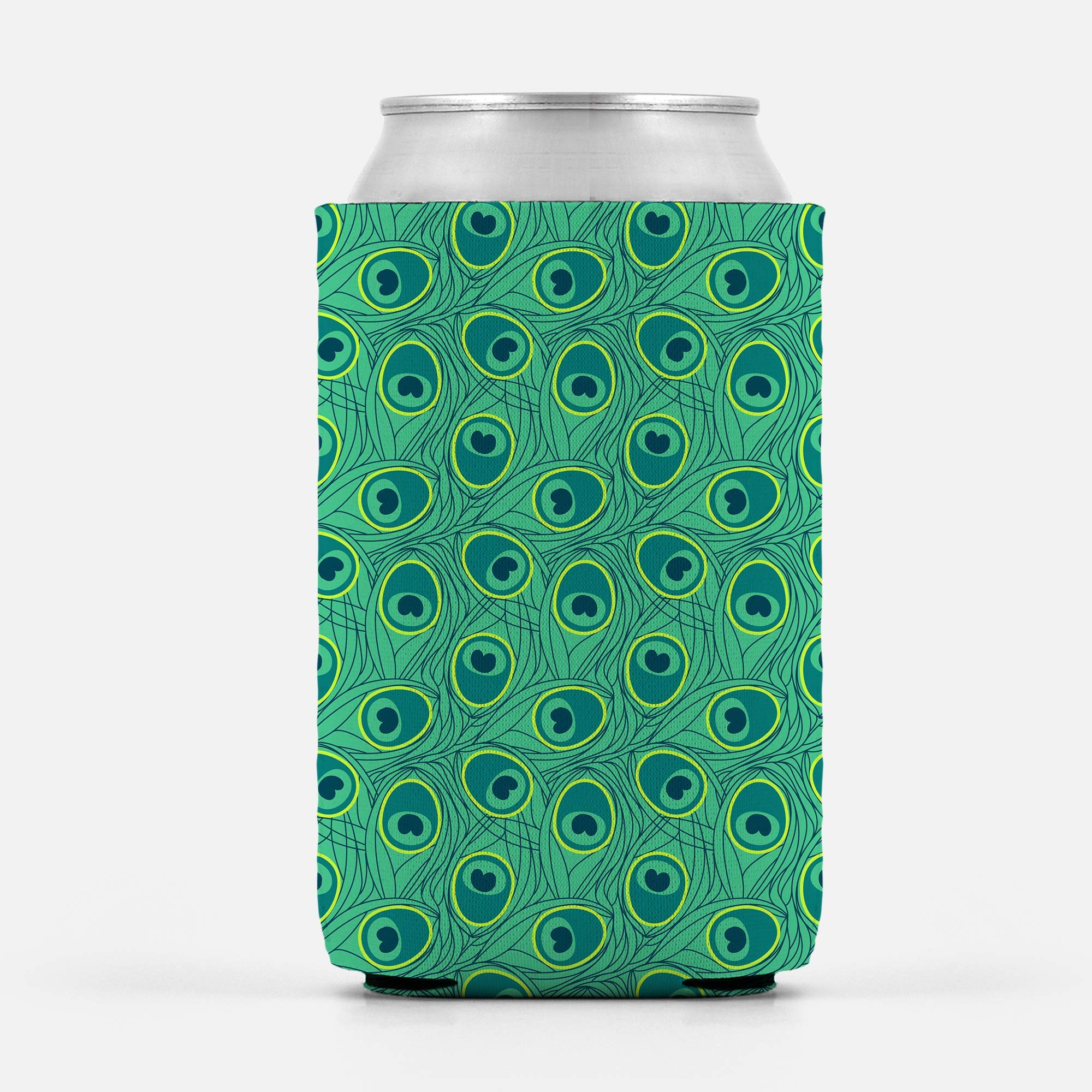 Peacock Pattern Green Neoprene Beer Can Cooler | Funny Joke Drink Holder | Party Gift & Trump-Themed Beverage Cooler - No Fade, High Quality - Perfect for BBQs, Tailgating & Summer Parties