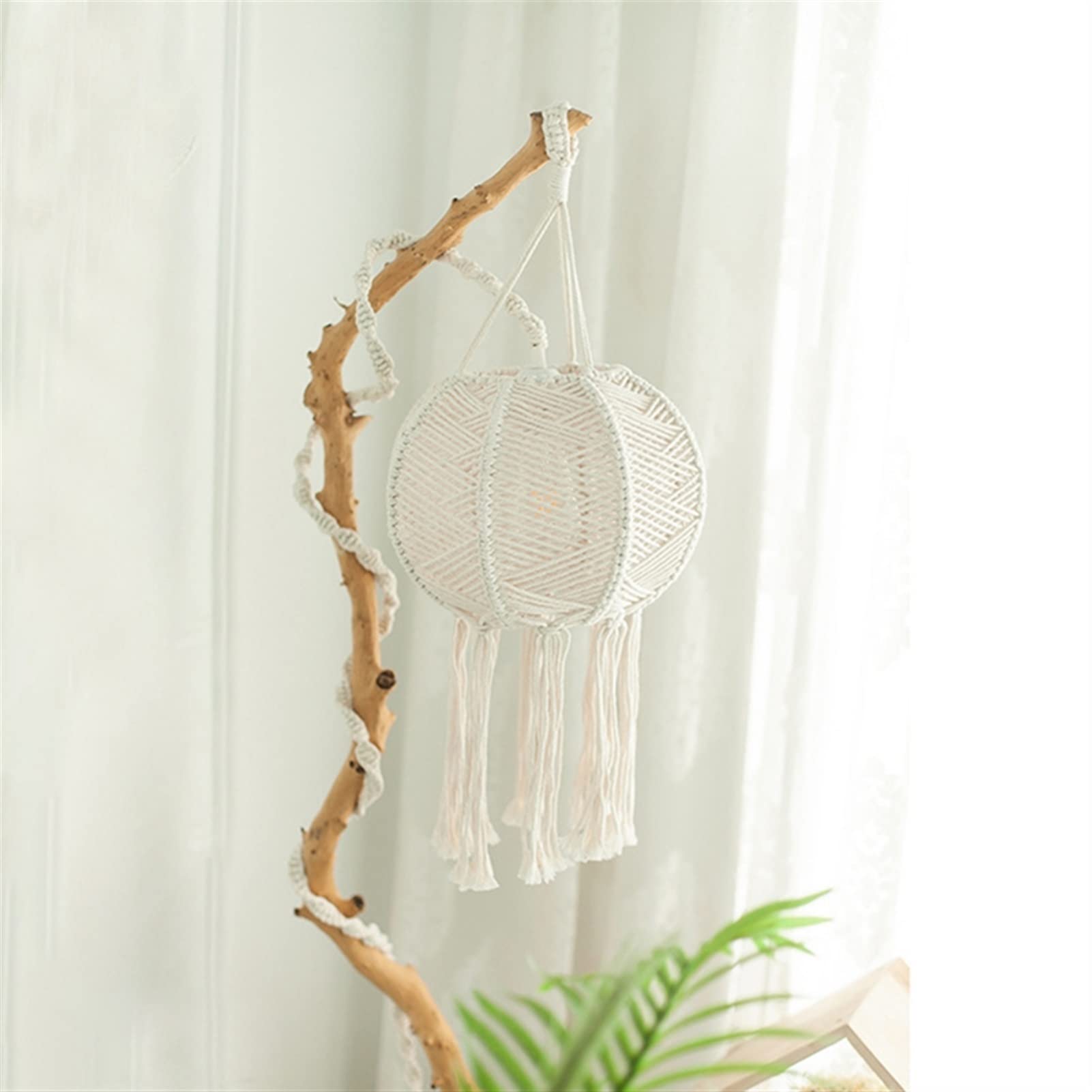 Hand-Woven Rattan Lampshade - Elegant Bohemian Hanging Pendant Light Cover for Bedroom, Living Room & Patio - Natural Woven Home Decor Lighting Fixture | Perfect for Boho, Farmhouse & Coastal Style Interiors