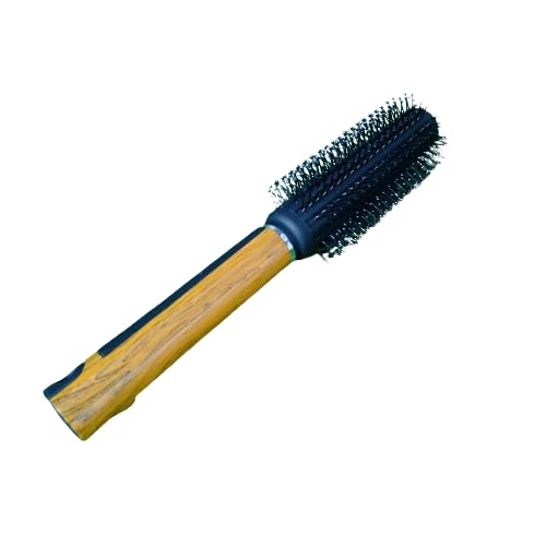 ZAUKY Round Wooden Handle Professional Hair Brush - All Rounder Styling Brush with Smooth Wood & Black Handle for Detangling & Shine (Pack of 1) - Perfect for Salon, Home Use & Travel Styling