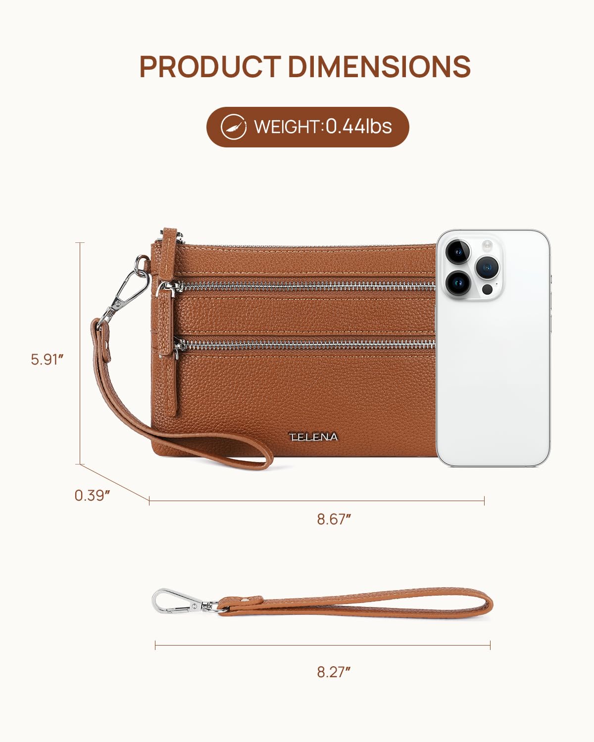 Telena RFID Blocking Leather Wristlet Wallet for Women - Slim Clutch Purse with Card Holder | Perfect for Everyday Use, Travel & Night Out