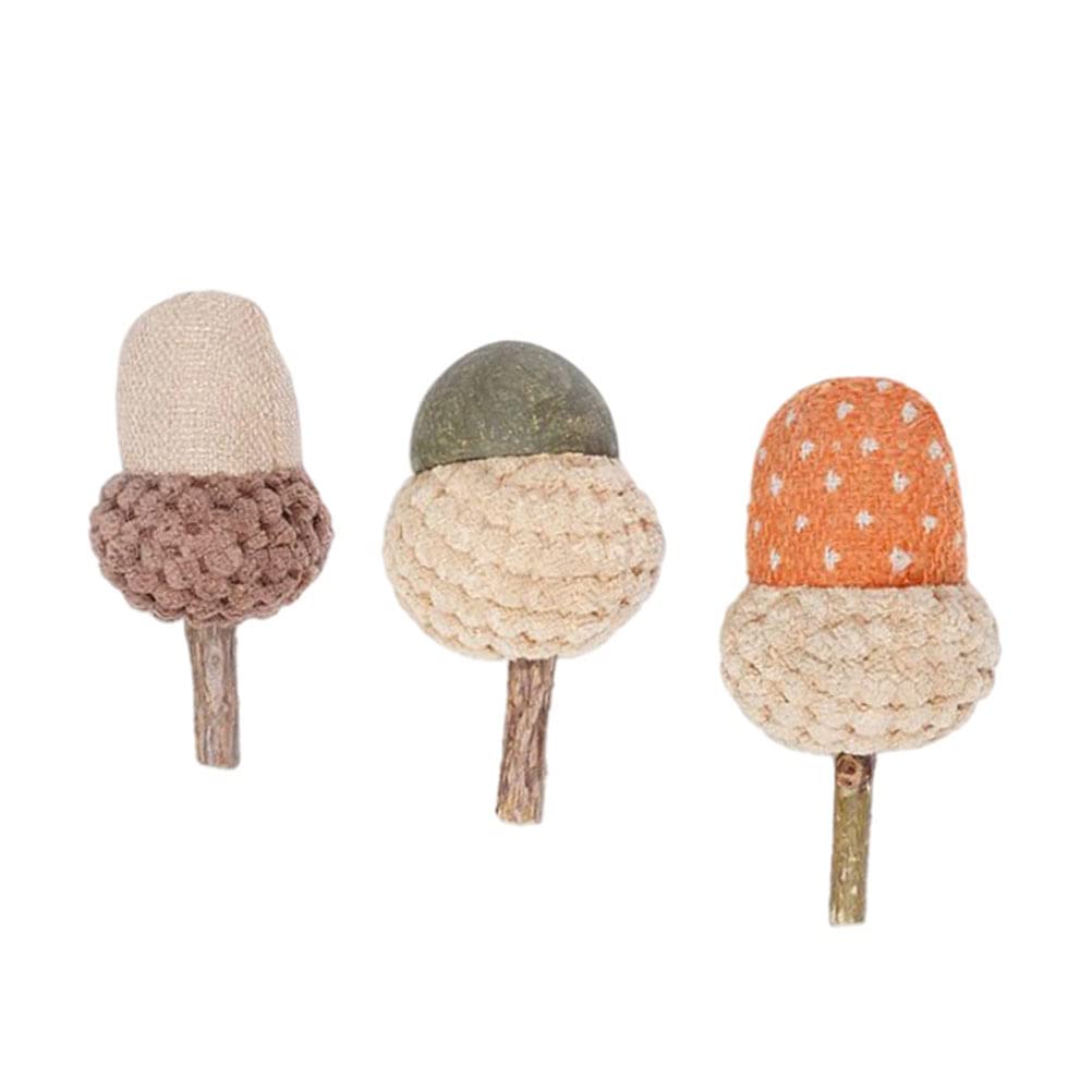 Balacoo 3Pcs Cat Chew Toys - Bite Resistant Catnip Toys with Acorn Stick for Kittens & Adult Cats - Fun Interactive Pet Plaything for Indoor Play & Stress Relief