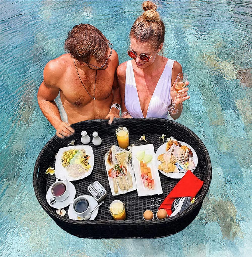 Premium Floating Pool Tray - Waterproof Drink Holder & Snack Tray for Swimming Pools, Lakes & Beaches - Perfect for Poolside Drinks, Breakfast in Water & Relaxing Floats