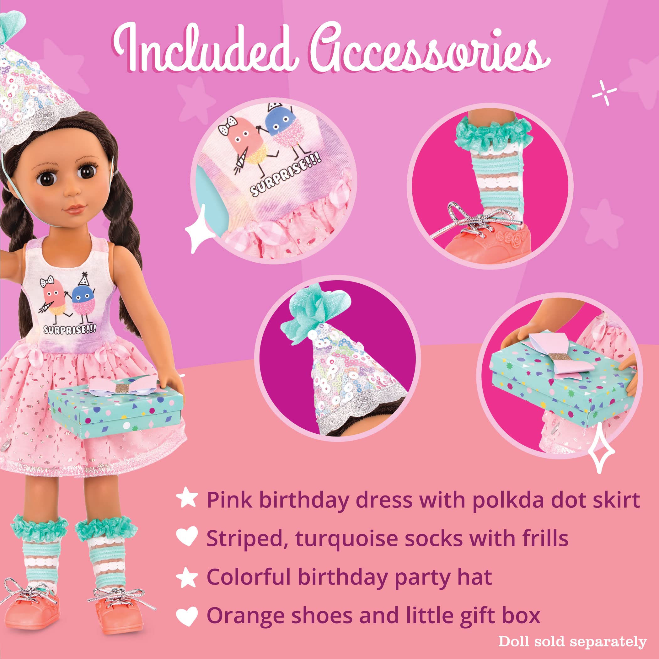 Glitter Girls 14-inch Deluxe Birthday Party Doll with Outfit & Accessories - Perfect Gift for Girls Ages 3+ | Birthday Party, Dress-Up Play & Collectible Toy