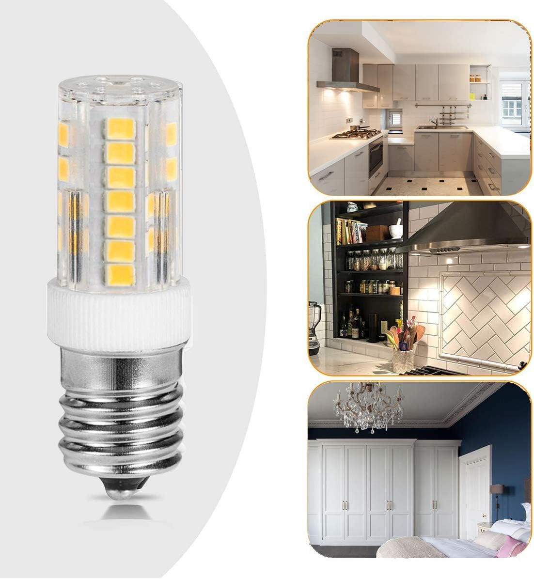 3-Pack E17 LED Bulbs for Microwave Oven - 4W (40W-50W Halogen Equivalent), Warm White 3000K, 350LM, Non-Dimmable, 120V, Ceramic Base - Perfect for Microwave Oven Light Replacement & Appliance Repair