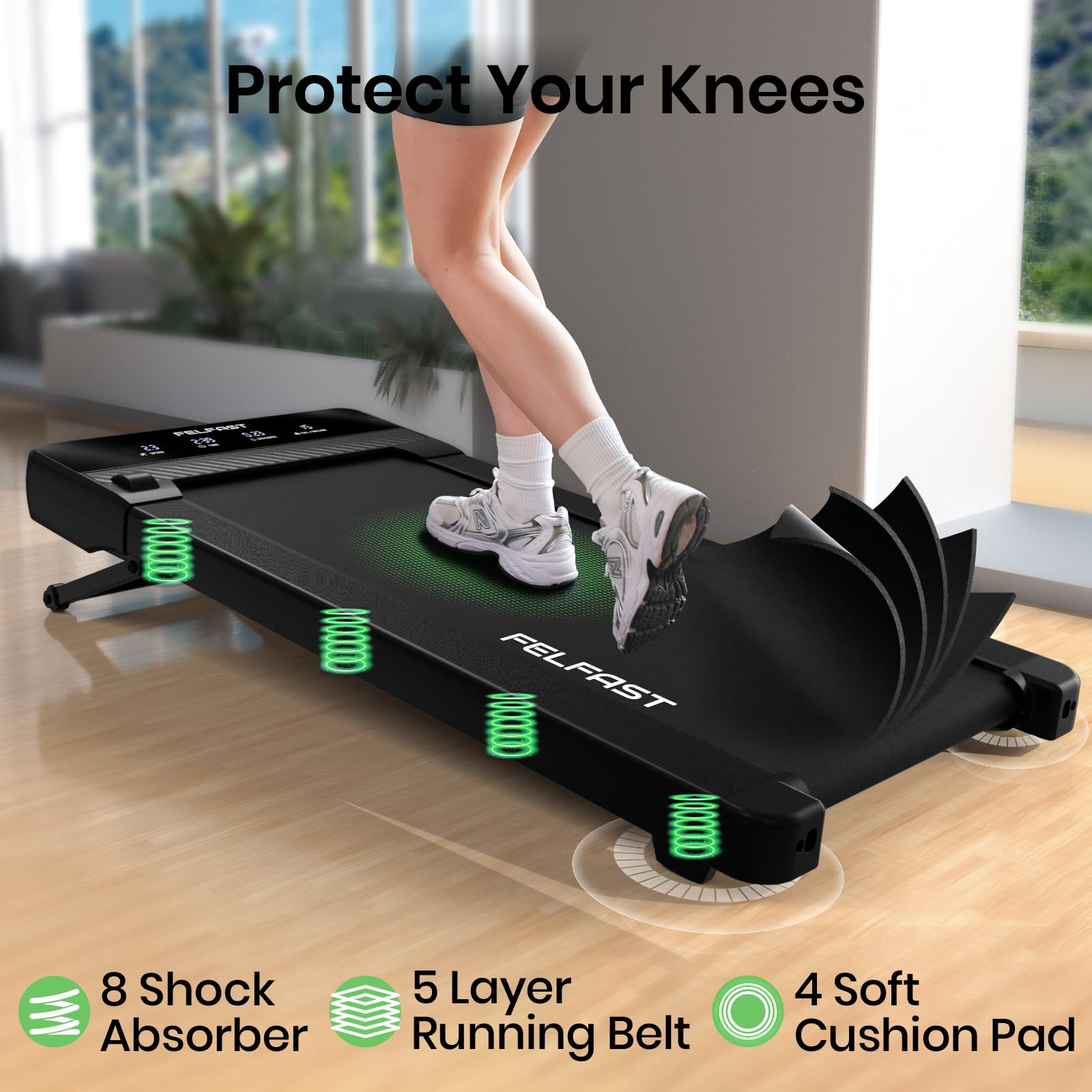 Under Desk Treadmill with 12% 6° Auto Incline - 450Lbs Weight Capacity, 6 HIIT Modes & Remote Control | Home Office Walking Pad with LED Display (Max 4 MPH) - Perfect for Small Spaces, Work from Home & Apartment Workouts