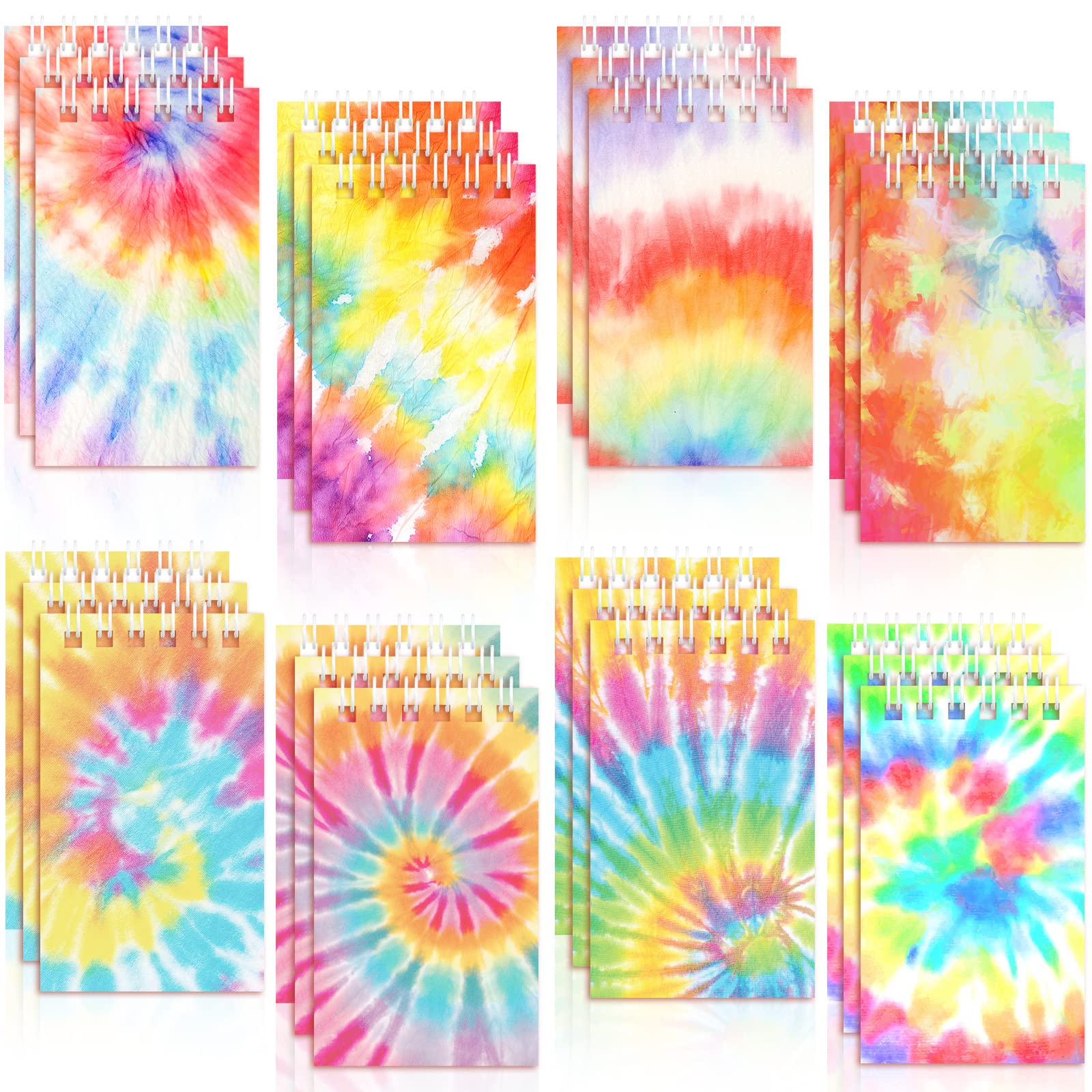 Dianelhall 24 Pcs Mini Tie Dye Notebooks - Colorful Spiral Notepads for Girls & Kids, Perfect for Birthday Party Favors, School Supplies, Classroom Gifts & DIY Projects | Great for Note Taking, Journaling, Party Decorations & Creative Crafts