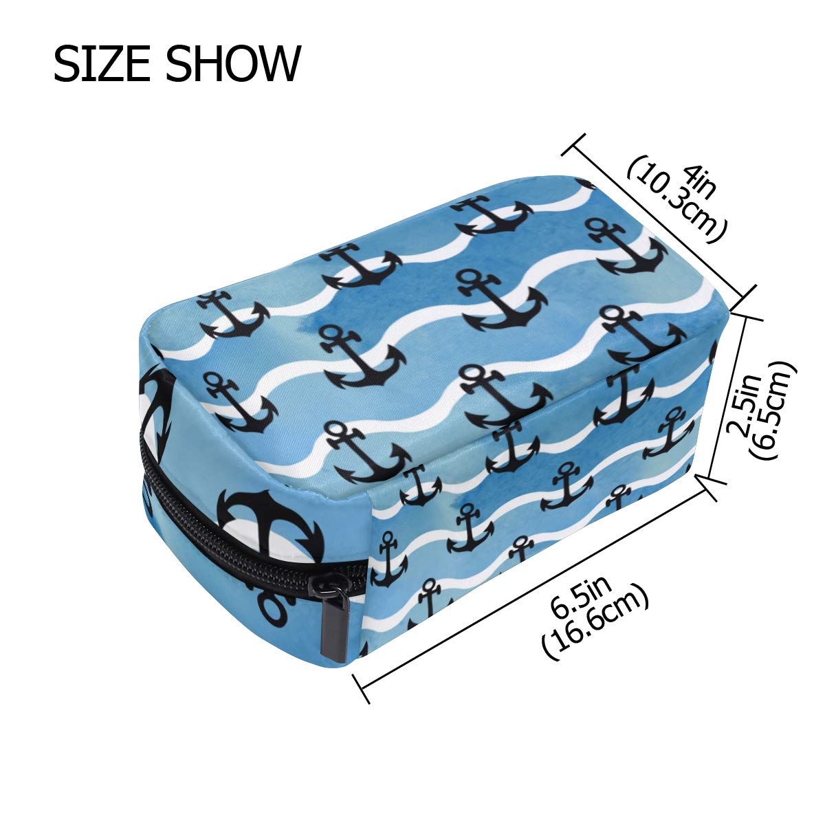 Nautical Anchor Makeup Bag for Women - Waterproof Travel Cosmetic Pouch with Zipper, Perfect for Vacation, Beach Trips & Daily Use - Great Holiday Gift for Girls & Women (805d)