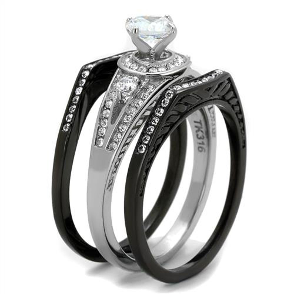 His & Her Wedding Ring Set - Stainless Steel & Titanium Bands for Couples - Perfect for Anniversaries & Vows