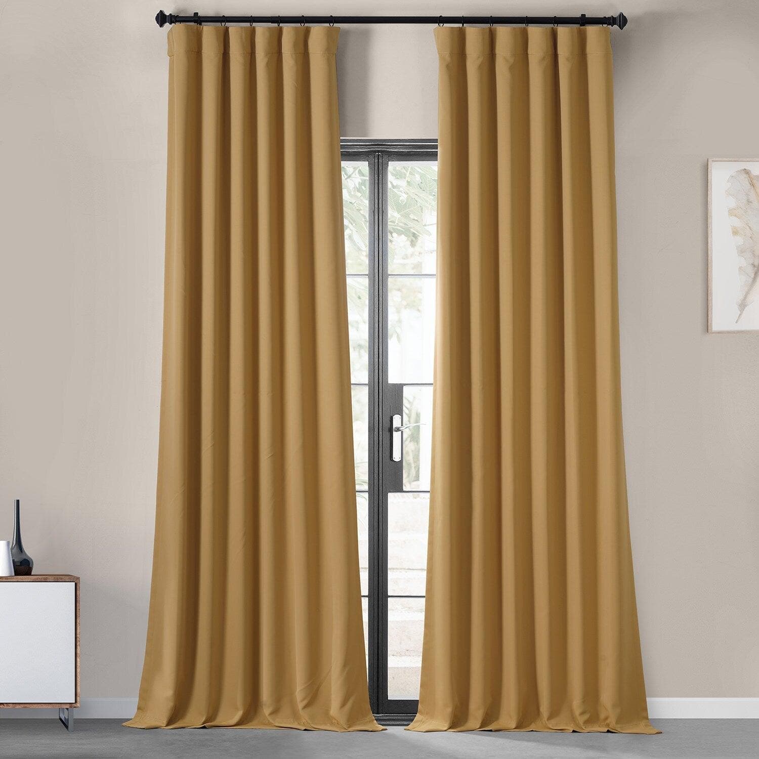 Premium Blackout Curtains for Bedroom - Chesapeake Gold Woven Hotel Style Curtain Pair (2 Panels) - Noise Reducing & Light Blocking for Better Sleep