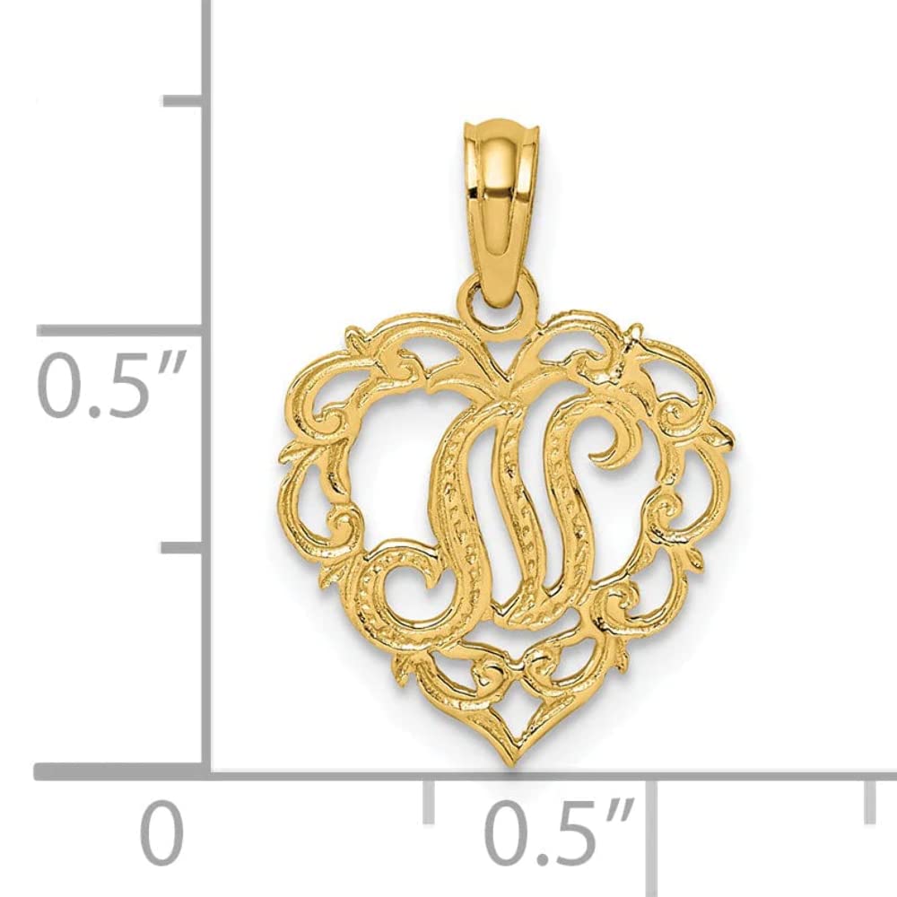 14K Yellow Gold Heart-Shaped Initial 