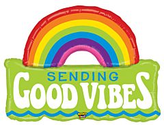 37Inches Rainbow Foil Balloon for Party Decorations - Sending Good Vibes Birthday, Baby Shower & Wedding Celebration Decor