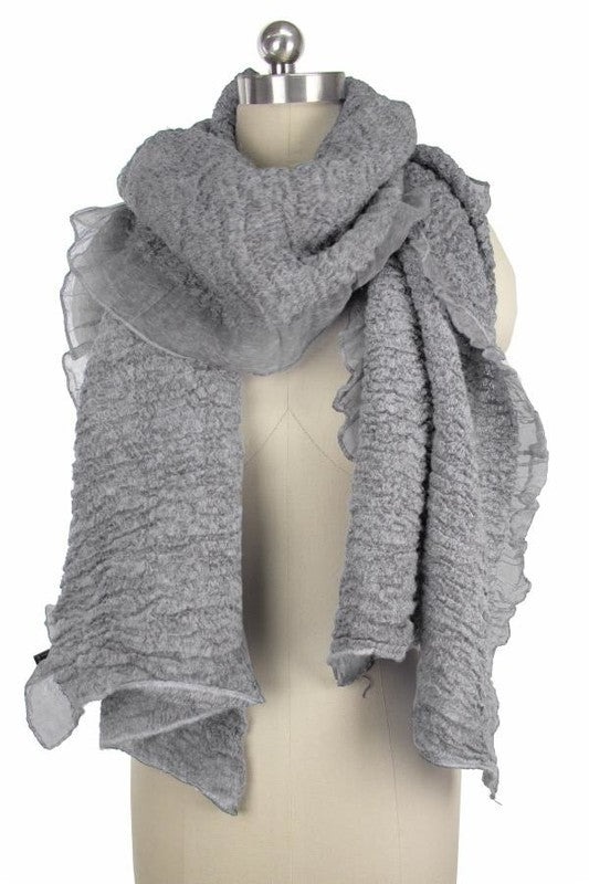 Soft Ruffles Scarf for Women - Elegant Knitted Winter Accessory - Perfect for Cold Weather, Office & Casual Outfits