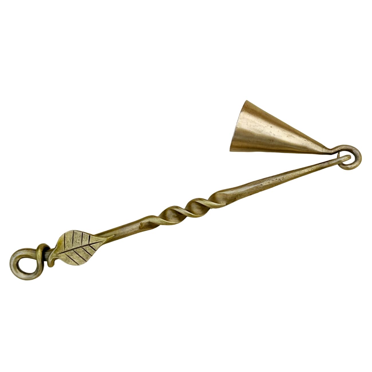 Hand-Forged Medieval Leaf Candle Snuffer - Antique Brass Finish Iron Candle Extinguisher - Perfect Gift for Candle Lovers - Classic Wick Candlesnuffer for Home Decor, Romantic Dinners & Relaxing Spa Nights
