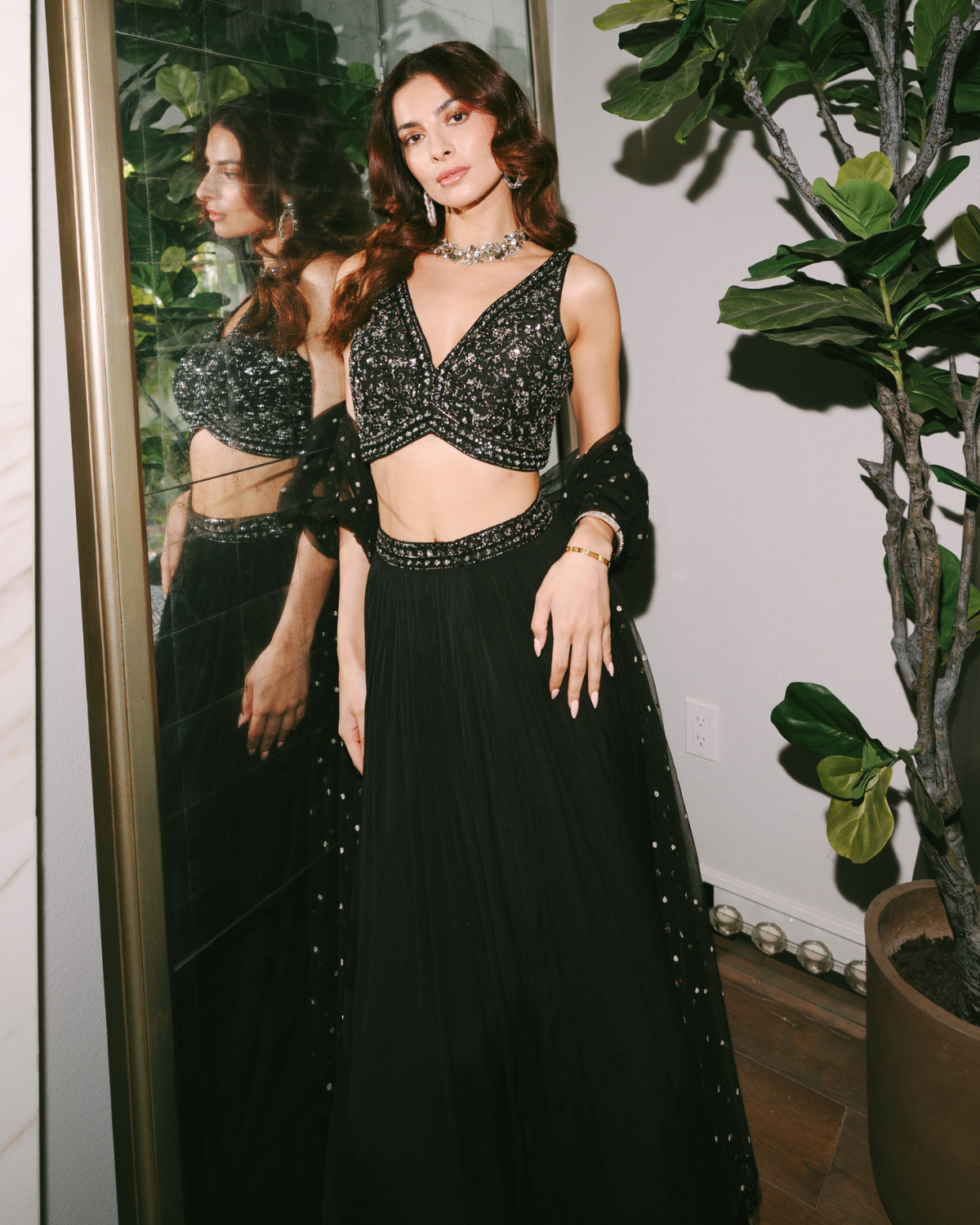 Elegant Black Savli Lehenga Choli Set for Women - Traditional Indian Bridal Party Wear for Weddings, Festivals & Special Occasions