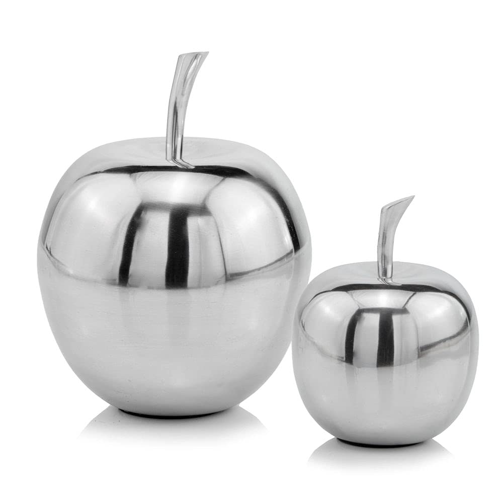 HomeRoots 383763 Silver Polished Mini Apple Shaped Aluminum Accent - Elegant Home Decor for Living Room, Kitchen & Office Desk | Unique Gift Idea for Housewarming & Holidays