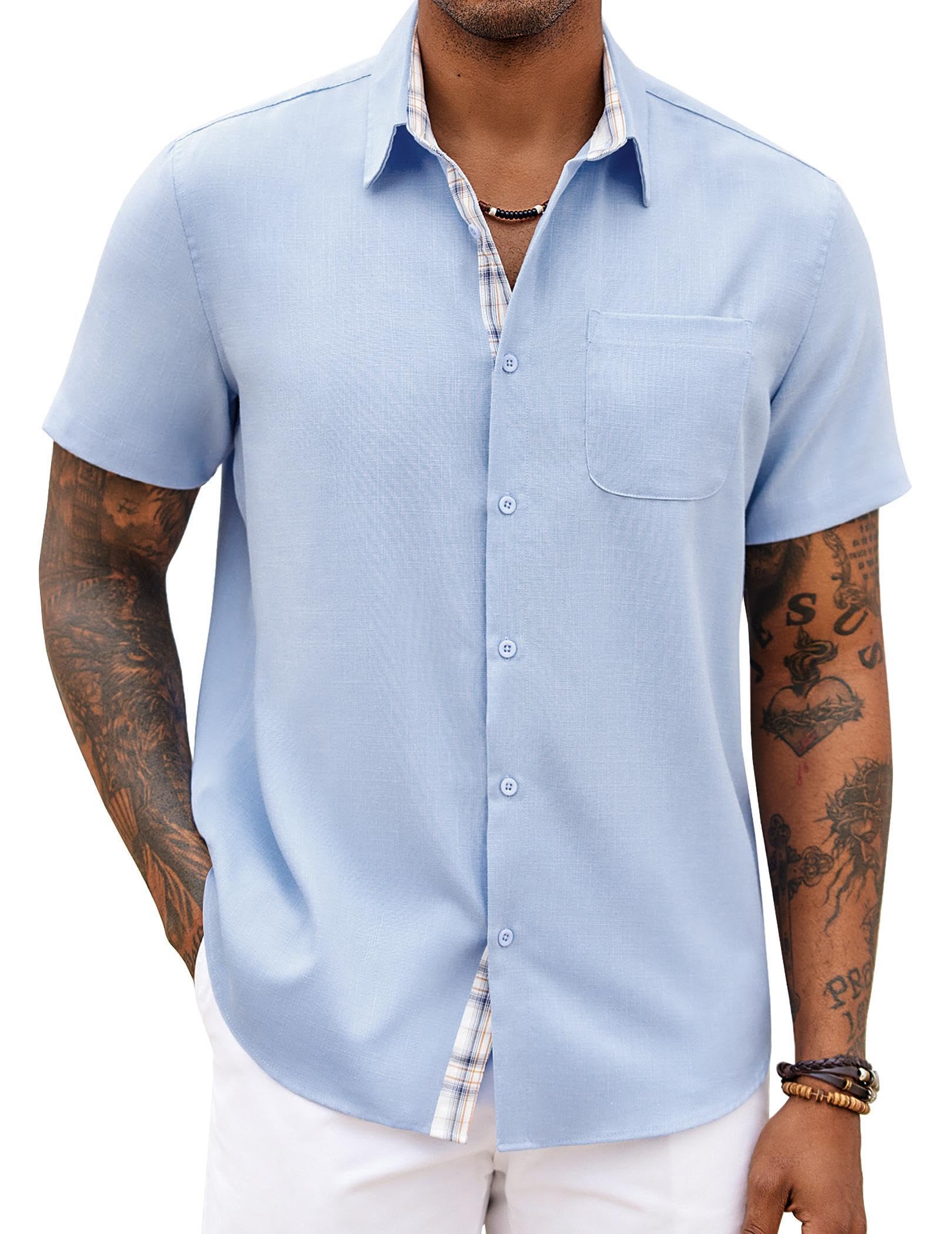COOFANDY Men's Short Sleeve Button Down Shirts - Casual Summer Beach & Wedding Wear