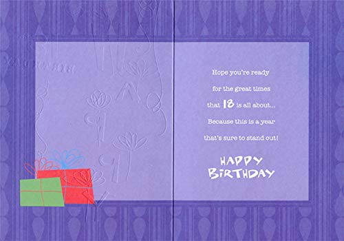 18th Birthday Card - Designer Greetings with White Letters on Colored Gifts | Perfect for Milestone Celebrations & Gift Giving