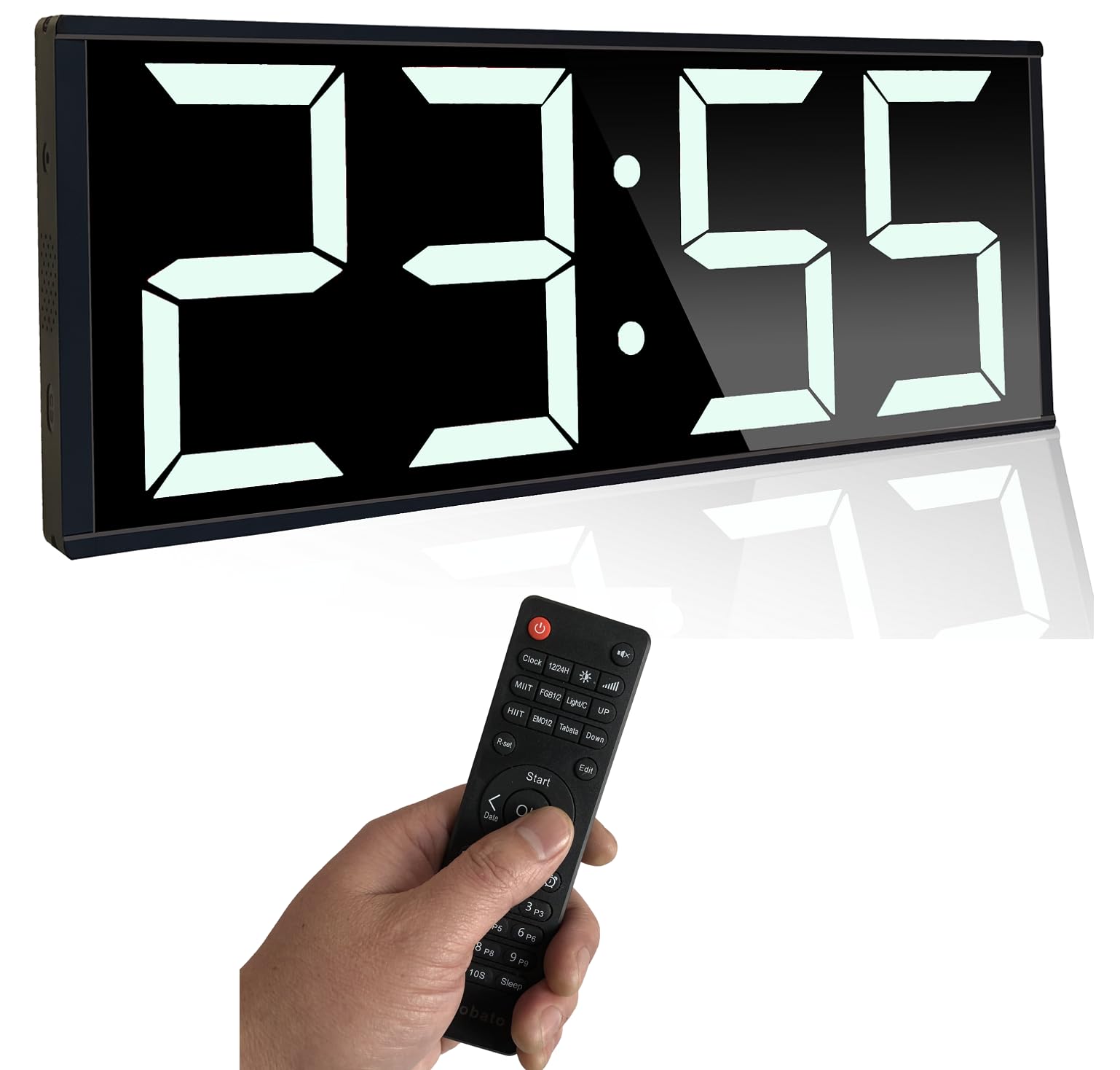 ETEBRG 17.7'' Large Digital Clock with 5.3'' Jumbo Digits - Interval Timer, Countdown/Countup, Stopwatch, Calendar & Temperature Display, 8 Alarms, 7-Color Night Light - Perfect for Home Gym, Garage, Classroom, Office & Kitchen (White)
