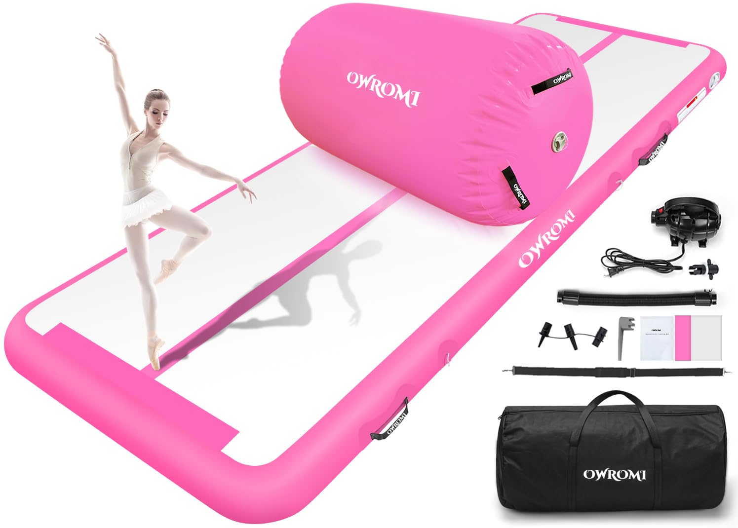 Inflatable Gymnastics Air Mat with Electric Pump - Tumble Track & Air Barrel for Backbend Training | Portable Gymnastics Equipment for Home, Gym & Outdoor Practice | Perfect for Kids, Teens & Adults