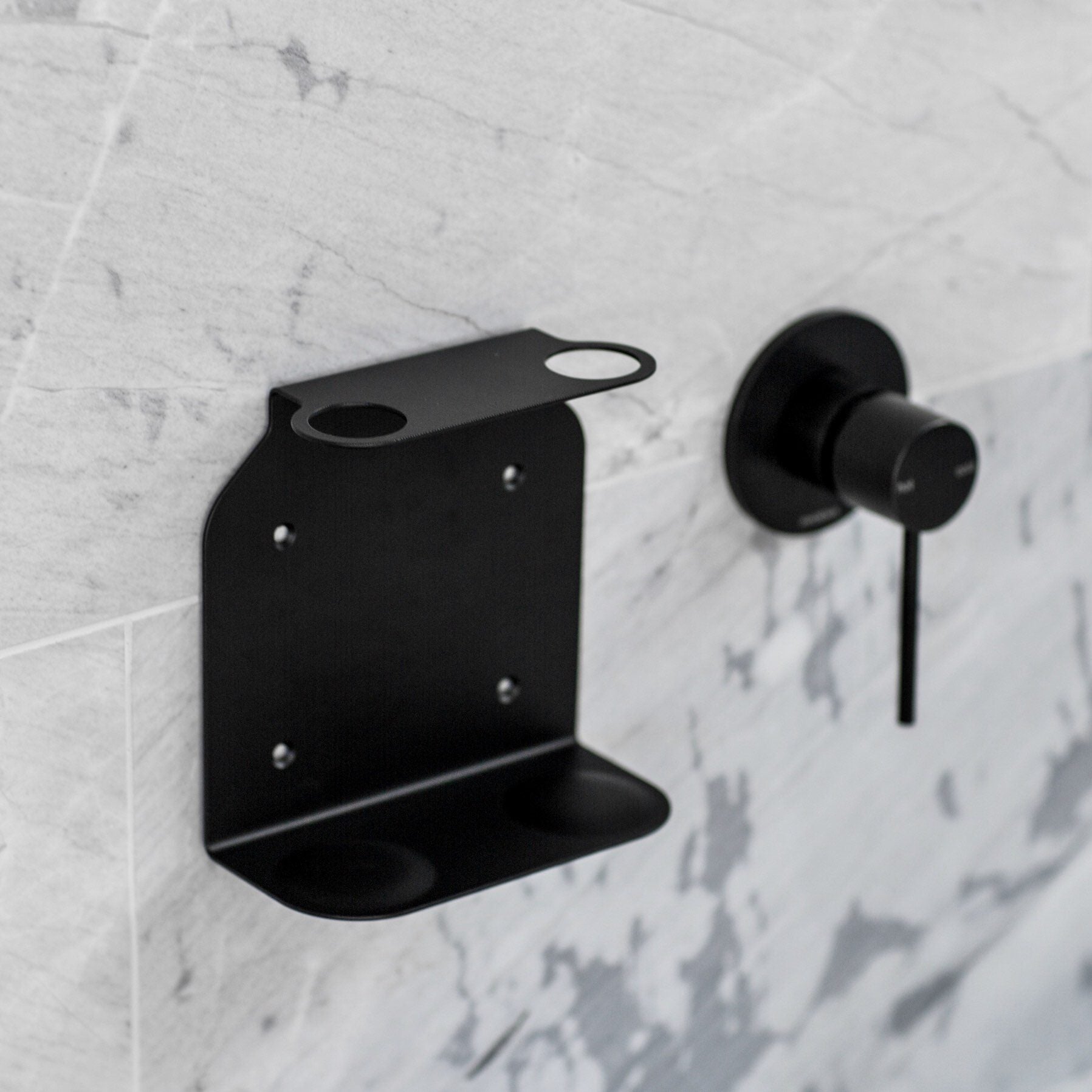 Dual Soap Dispenser Holder - Wall Mounted Bathroom Organizer with Strong Adhesive, Black | Perfect for Kitchen, Bathroom Sink Countertop & Vanity Organization