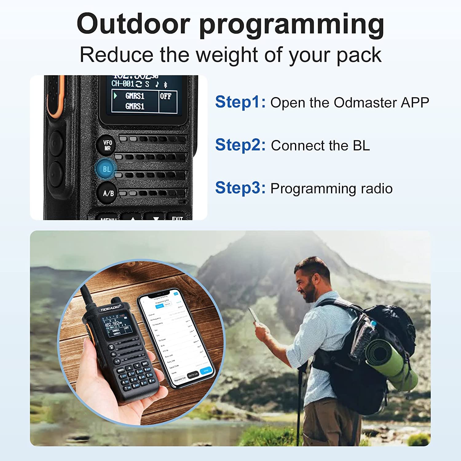 TIDRADIO TD-H8 2nd Gen GMRS Two-Way Radio - Bluetooth Programming, 5W Long Range, NOAA Weather Alert, Repeater Capable Walkie Talkie with 771 Antenna & 2500mAh Battery - Ideal for Outdoor Adventures, Emergency Communication, and Group Activities