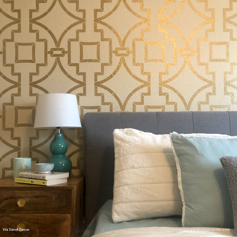 Midtown Trellis Wall Stencil - DIY Home Decor, Wall Painting Template for Indoor & Outdoor Use - Perfect for Living Room, Bedroom, and Garden Accent Walls