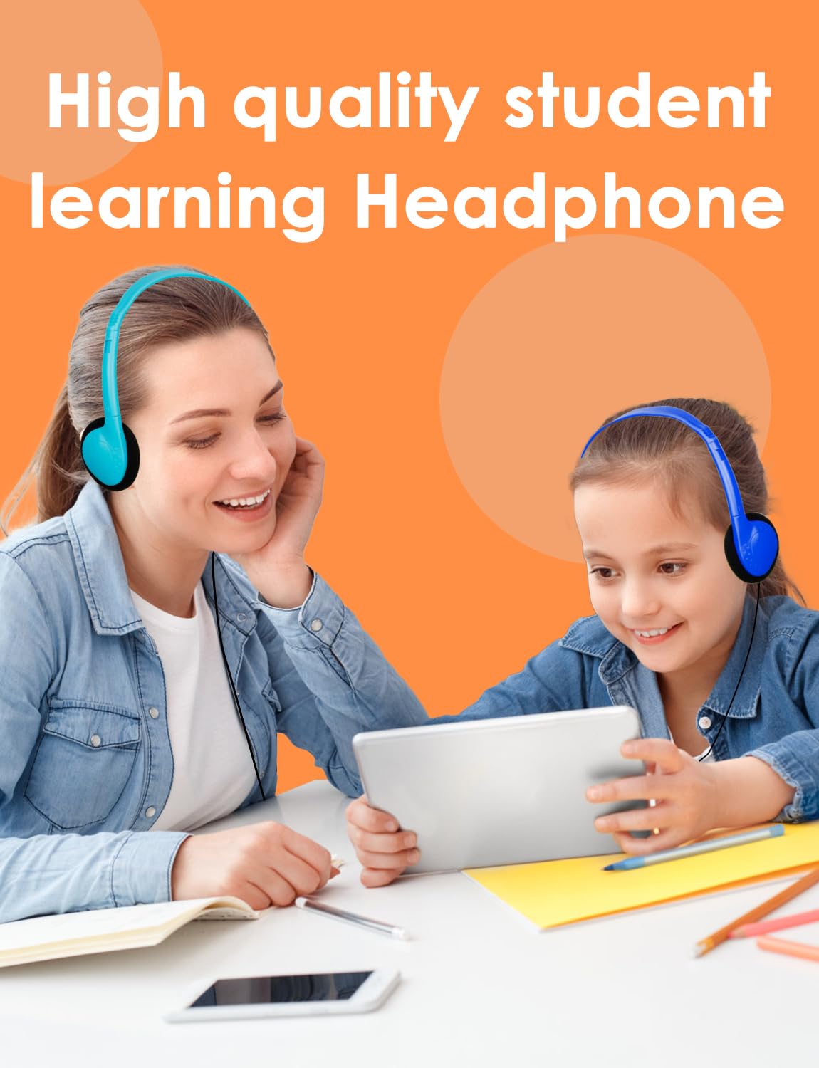 15 Pack Bulk Classroom Headphones for Kids - Adjustable School Headphones with 3.5mm Jack - Durable Student Headphones for Library, Computer Lab & Distance Learning (Mixed Colors)